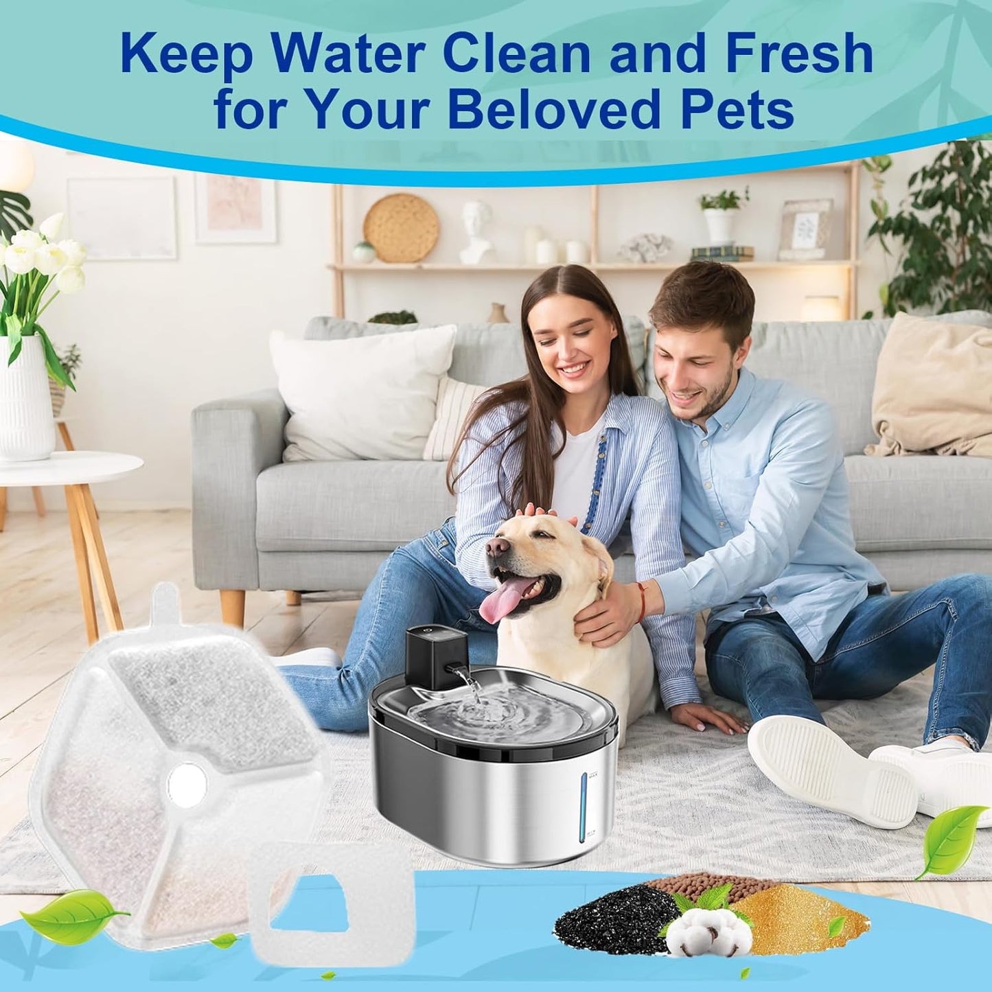 Cat Water Fountain Filter,Cat Fountain Filters Replacement for 152oz/4.5L Wireless Battery Operated Pet Fountain,18 Set Pet Fountain Filter Replacement