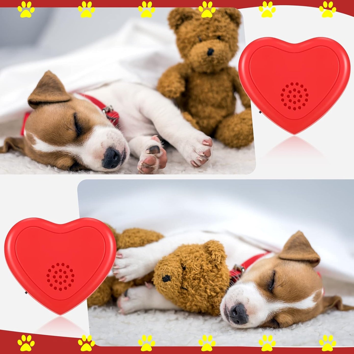 Wettarn 2 Pcs Heartbeat Replacement Puppy Soother Heartbeat Simulator for Dogs and Cats Sleep Aid Calming Toys Anxiety Relief Behavioral Training Rechargeable Add to Plush Blankets Pillows Beds
