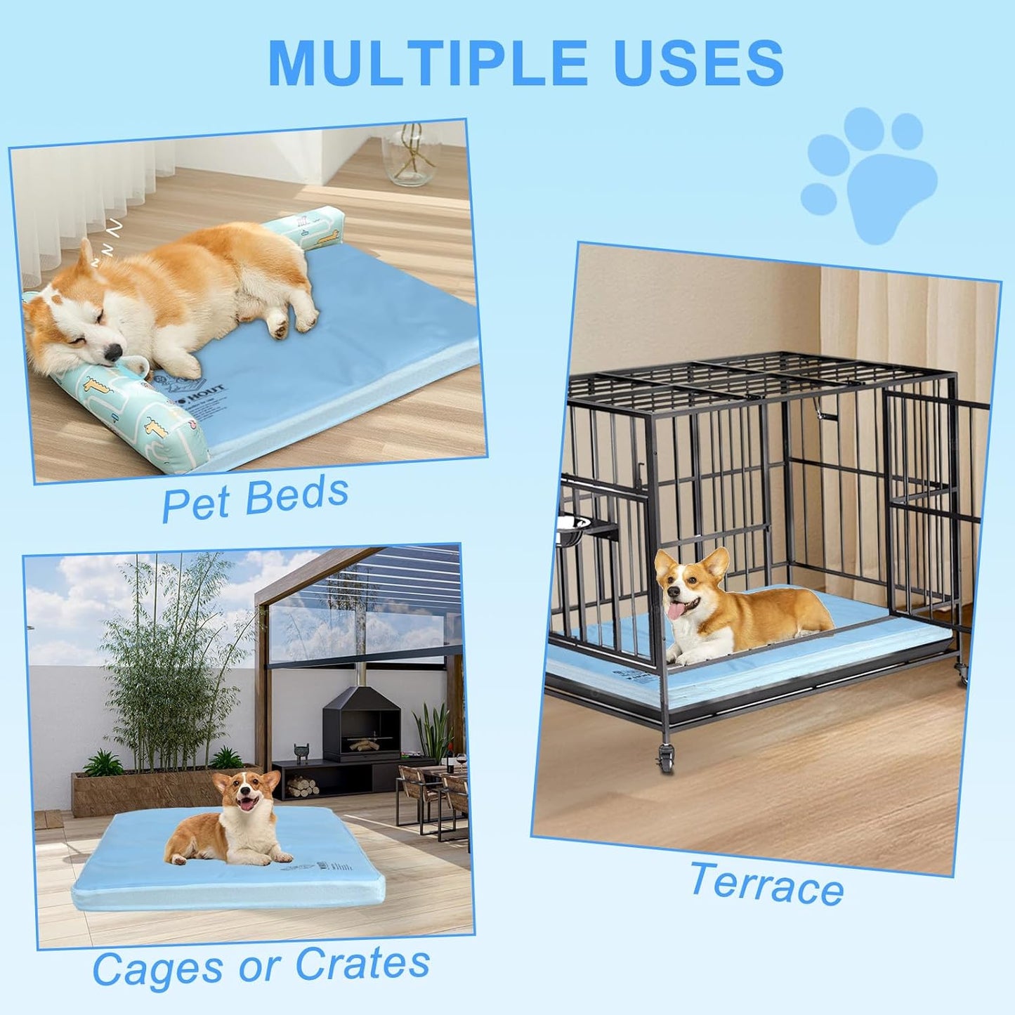 Orthopedic Dog Cooling Mat: Extra-Thick Self-Cooling with Removable Memory Foam & Non-Slip Bottom – Non-Toxic Gel – Indoor & Outdoor Summer Use for Dogs Up to 30 lbs