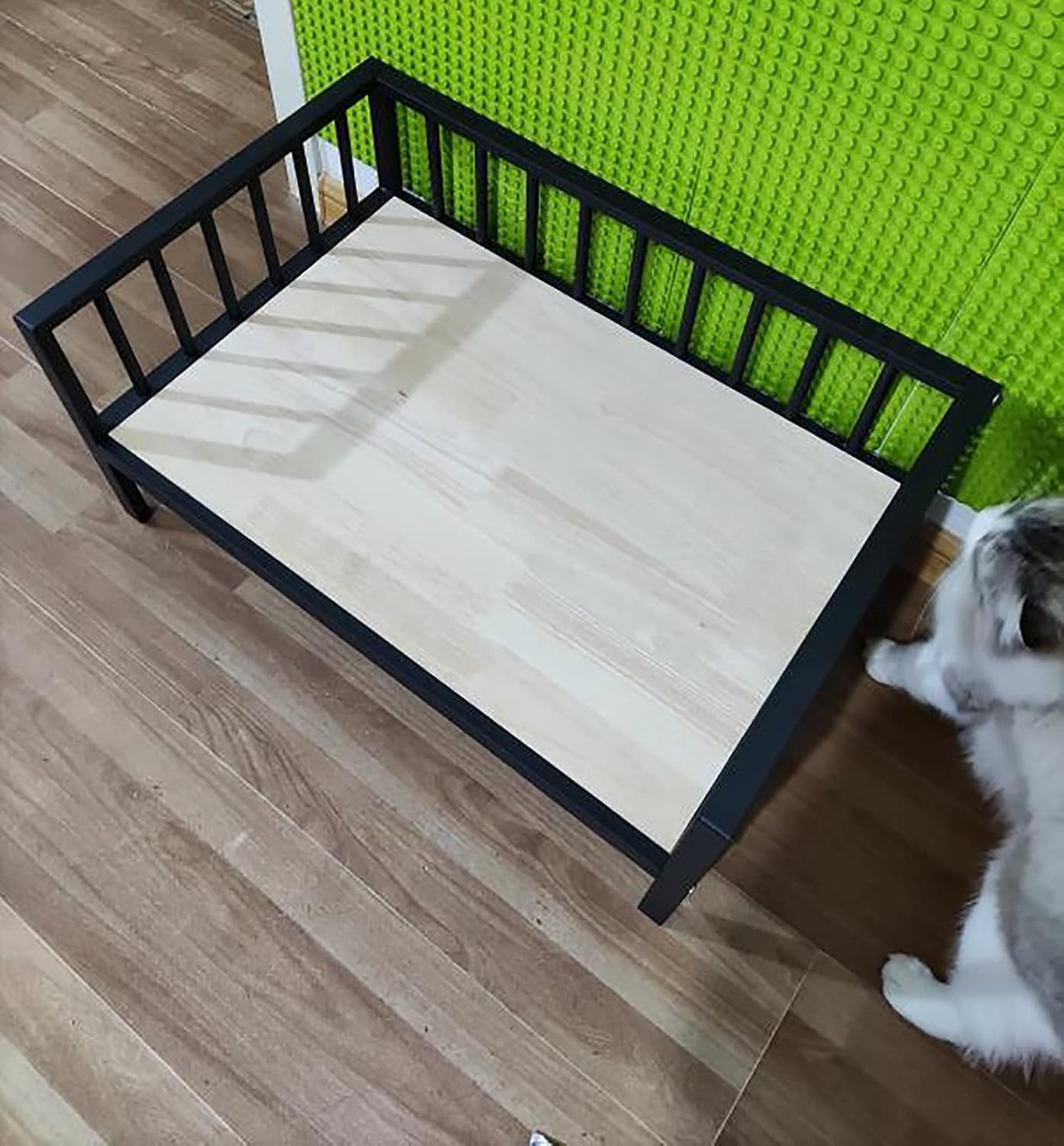 Pet Bed Black Large Raised Pet Sofa with Wooden Bed Board, Indoor Heavy Duty Elevated Cat Couch, for Orthopedic Joint Relief, Older Dogs (Size : S-68x46x15cm/26.8x18.1x5.9in) ()
