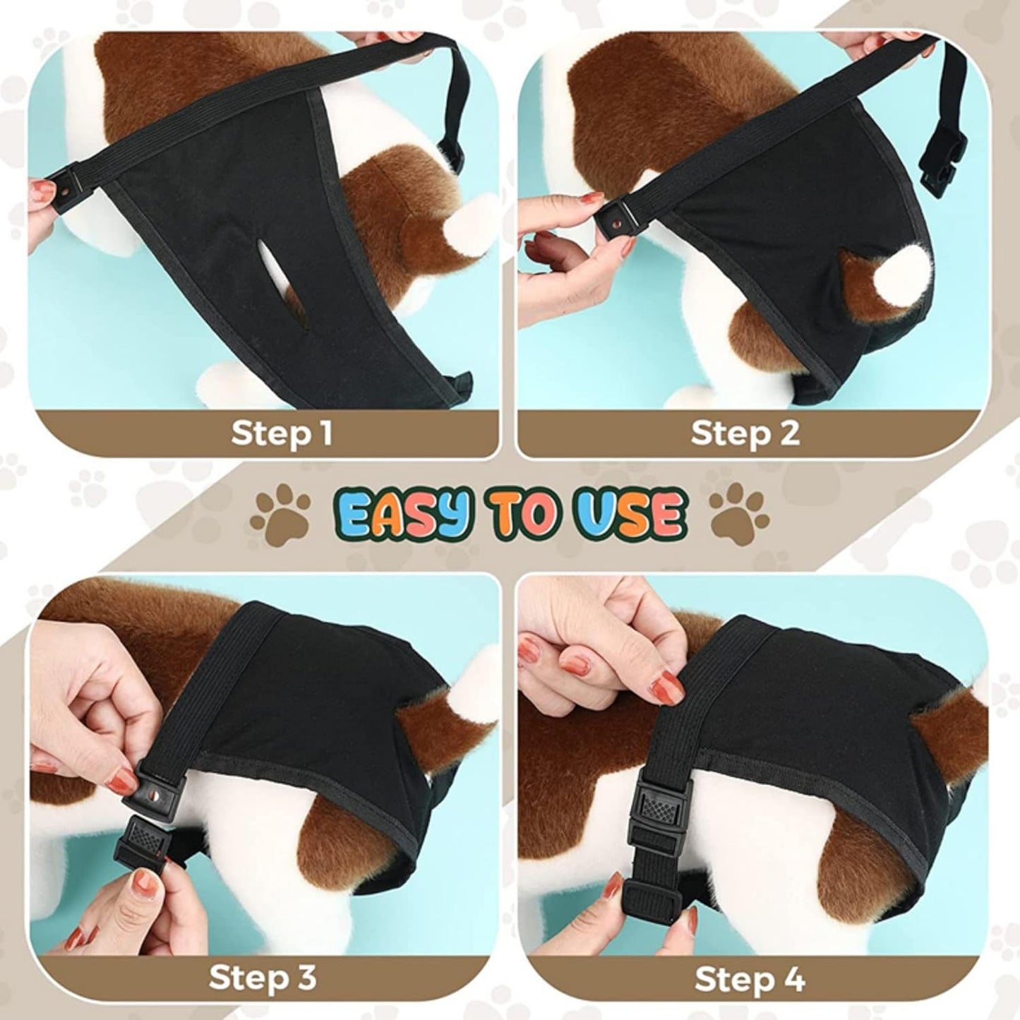 Washable Dog Diapers for Heat and Incontinence - Aimosheng Reusable Female Dog Diapers, Highly Absorbent, Adjustable Belly Bands for Large Dogs Black L