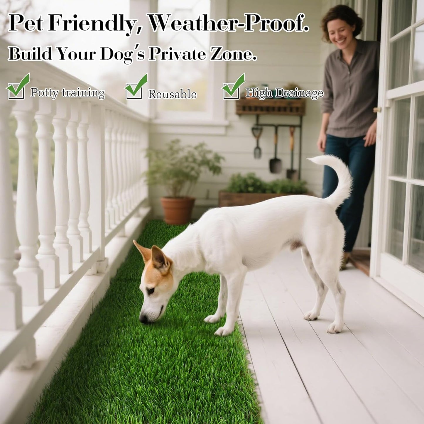 XLX TURF Interlocking Fake Grass Tiles Pad for Dogs Potty Training- 12" x 12" Pet Artificial Grass Squares with Drainage, 6 Pack