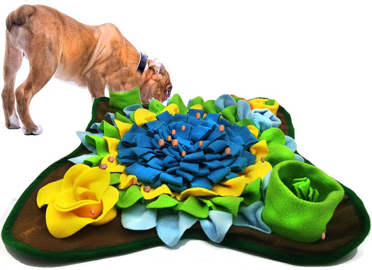 Dogs Snuffle Mat Pet Feeding Mats Puppy Sniffing Pad ,Cat Doggies Interactive Puzzle Toys for Multiple Breeds Encourages Natural Foraging Skills,Training and Stress Release (Blue-01)