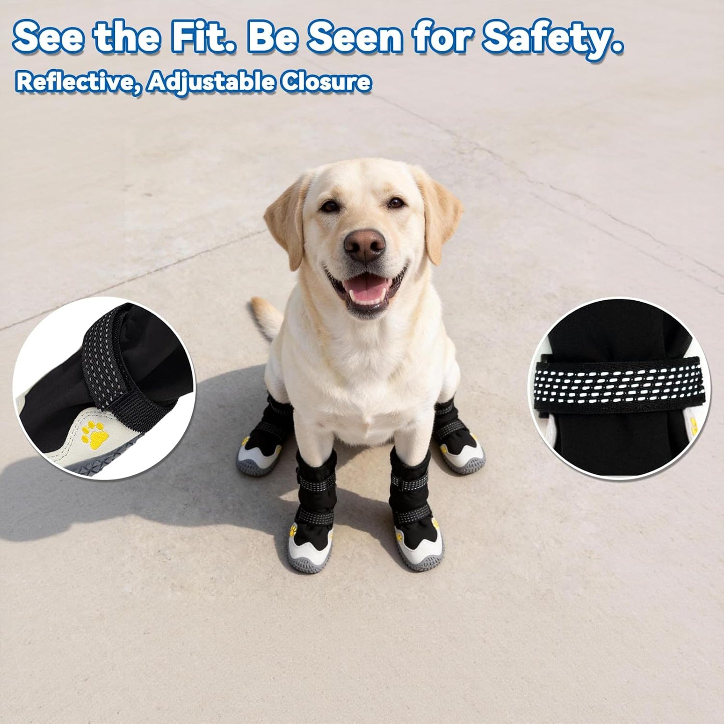 Dog Boots for Winter Snowy Day Water-Resistant Dog Shoes for Small Medium Large Dogs Paw Protectors for Outdoor Hiking Walking (Black, 1# (Width 1.6inch) for 14-23lbs)