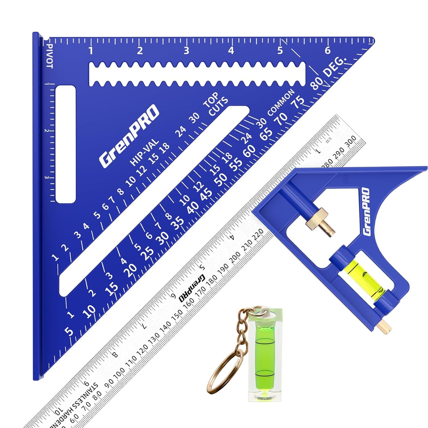 Combination Square Woodworking Ruler Tools, 7inch Carpenter Square Wood Working Tools and Accessories, 12inch Square Ruler, Includes 2-in-1 Carpentry Pencil, Protractor Angle Machinist Tool