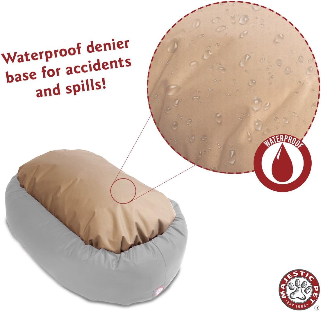 Majestic Pet 24-Inch Calming Donut Dog Bed – Small Washable Round Pet Bed with Suede Fabric – Orthopedic Spine Support for Head & Neck – Soft Fluffy Cuddler for Small Dogs & Cats, 24x19x7, Gray