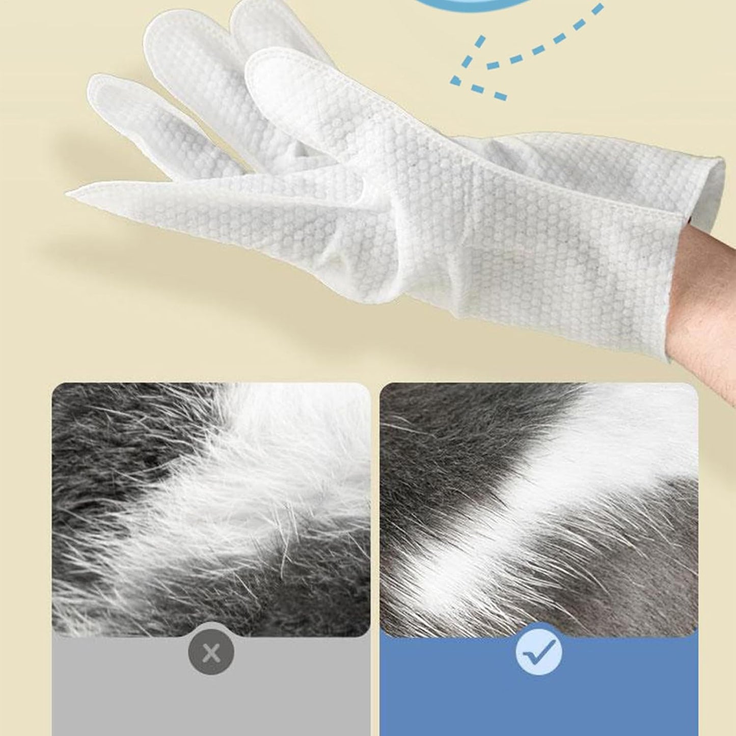 Gentle Pet Cleaning Wipes, Soft Glove Grooming, 3 Piece Travel Pack with Deodorizing Formula, Portable Care Material, Dog Cat with Multi use Design, Pet Grooming Wipes for Paws Butt