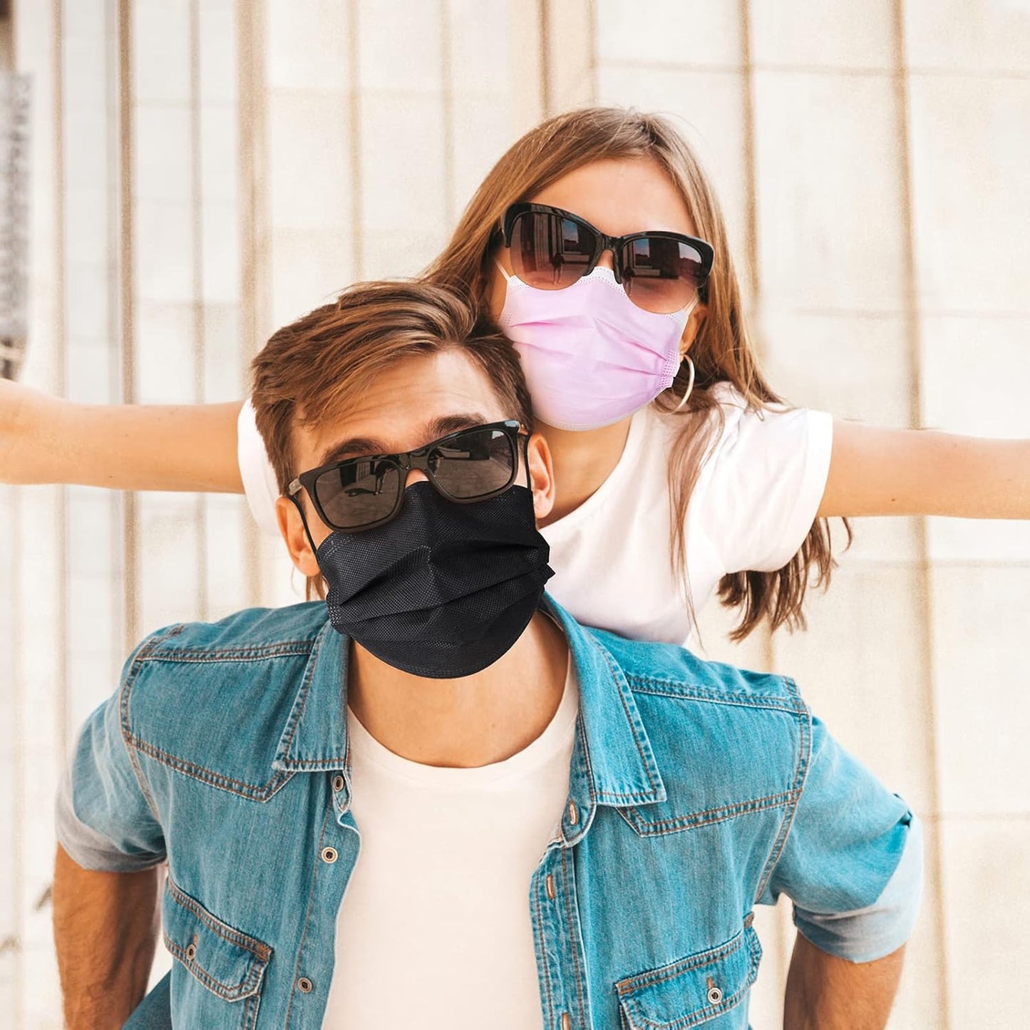 Disposable Face Masks 4 Layers, 2023 Upgraded 50PCS Black Mask with White Inside, Breathable Face Mask with Comfortable Wider Flat Elastic Ear Bands