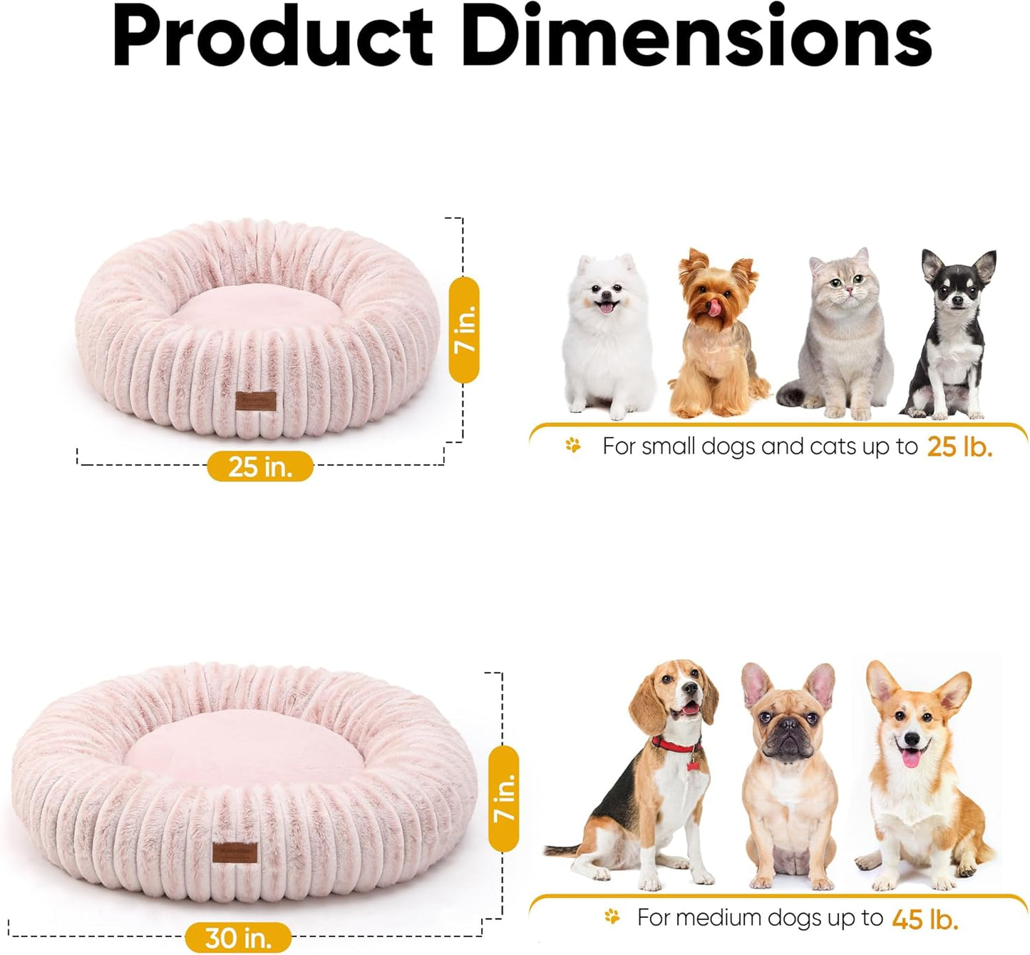 FUKUMARU Dog Bed, Gradient Color Donut Dog Beds for Medium Dogs, 30 inches Calming Orthopedic Dog Beds, Round Pet Bed with Washable Cover，Luxury Comfy Cat Bed for Indoor Cats, Pink