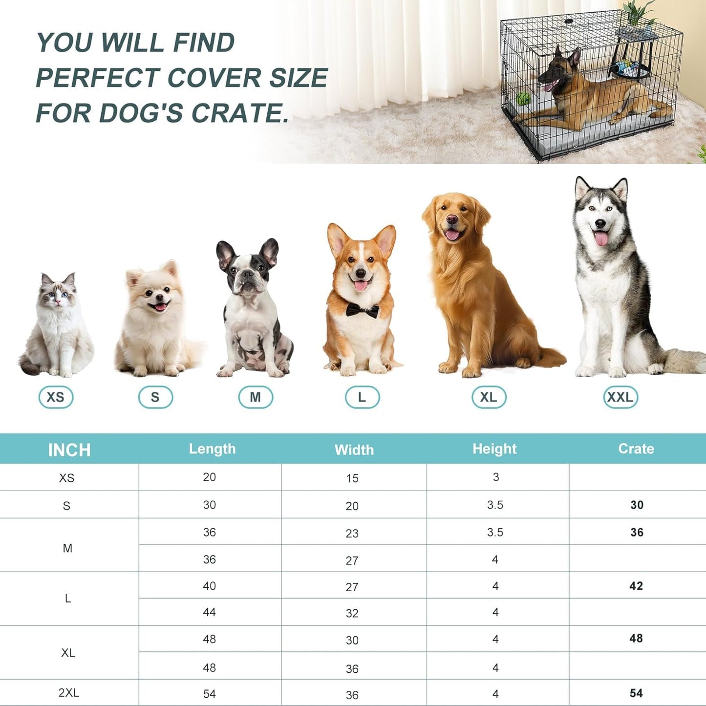 Explore Land Waterproof Dog Bed Cover Machine Washable Fluffy Dog Bed Replacement Cover for 48 Inch Crate, 48Lx30Wx4H inch, Gray