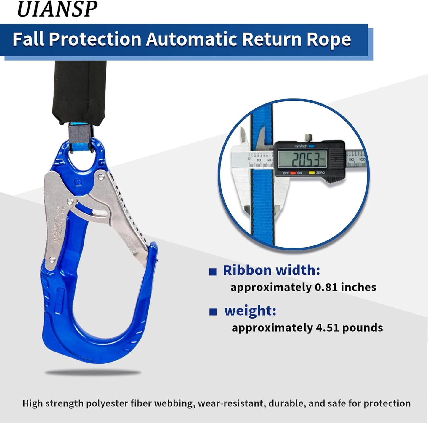 6ft Self Retracting Lifeline Retractable Fall Arrest Construction Roofing/Fall Protection Retractable Safety Lanyard External Shock Absorber Fall Arrest Safety