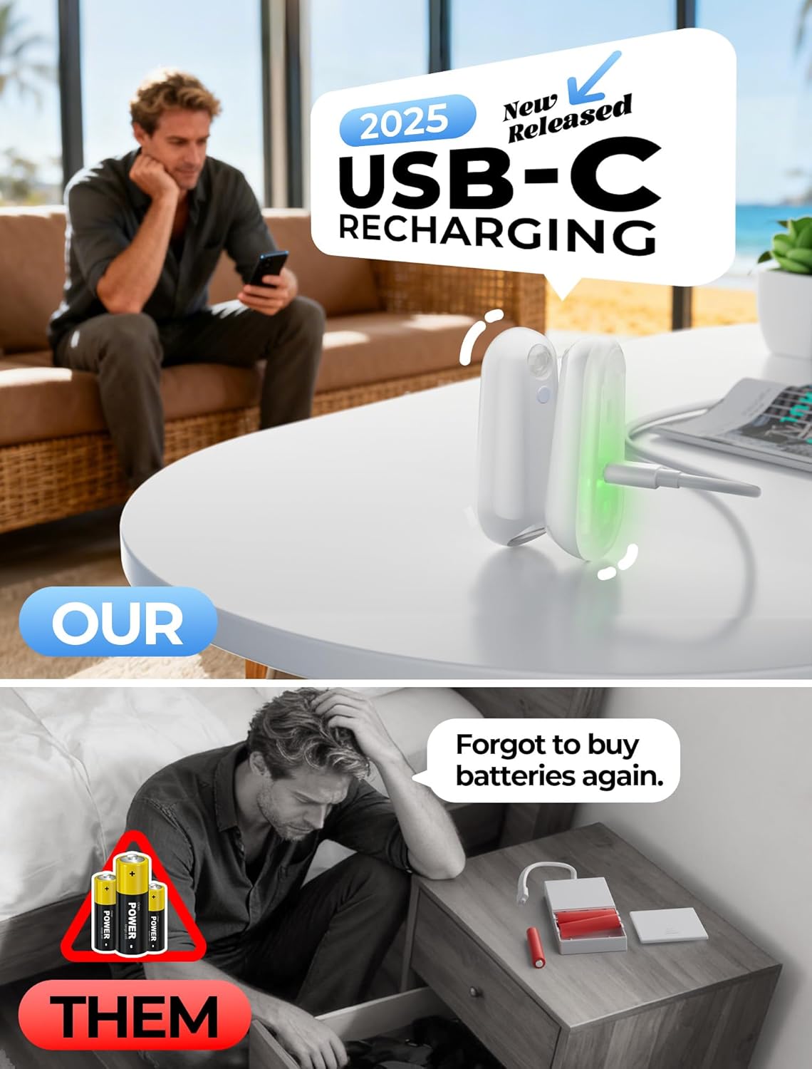Toilet Night Light Motion Sensor,8 Color Changing USB-C Rechargeable Toilet Bowl Light for Bathroom Accessories,Splash-Proof Nightlight for Bathroom Hallway Stairs, Stocking Stuffers Gadget for Men