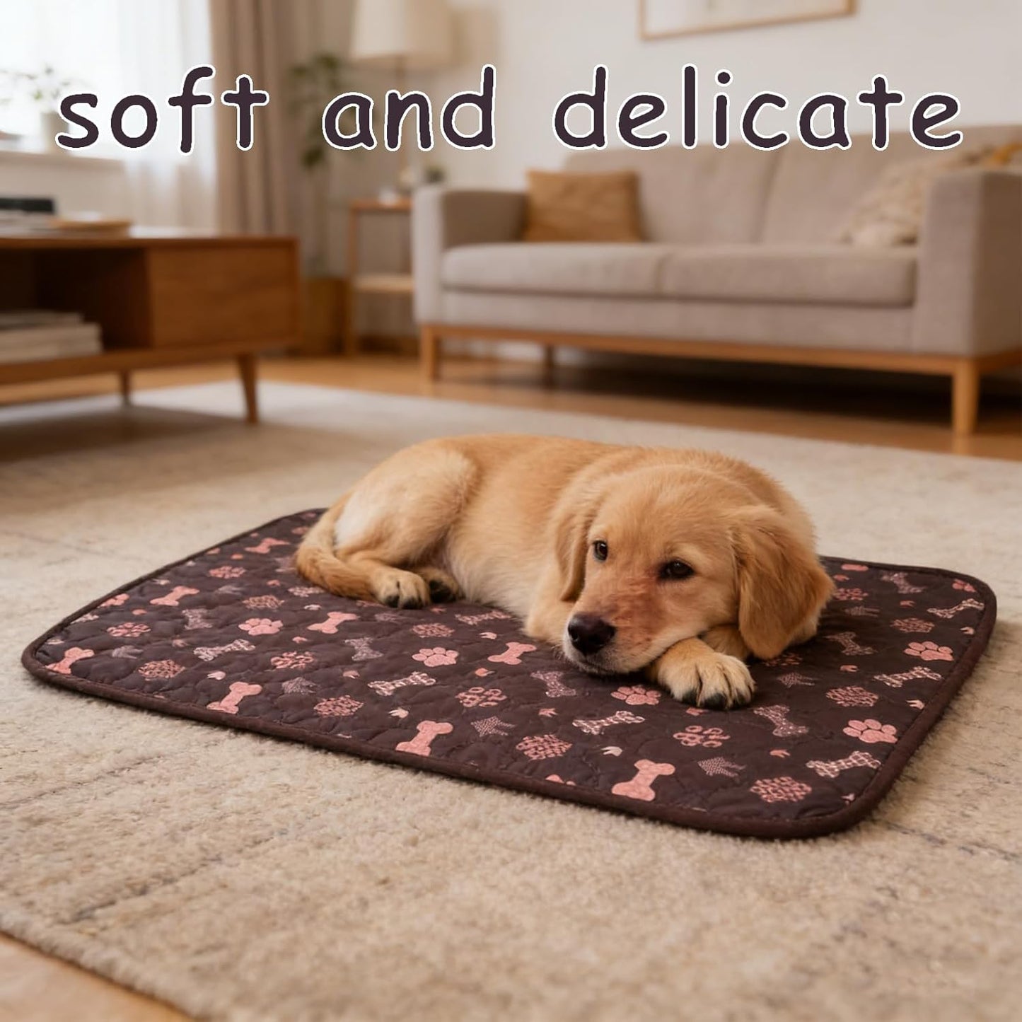 Puppy Pads with Pheromones, Washable Pet Training Pads with 3 Bell Balls, Reusable Puppy Pads with Pheromones, Dog Pad Washable for Home and Travel Use, 50 x 30 cm