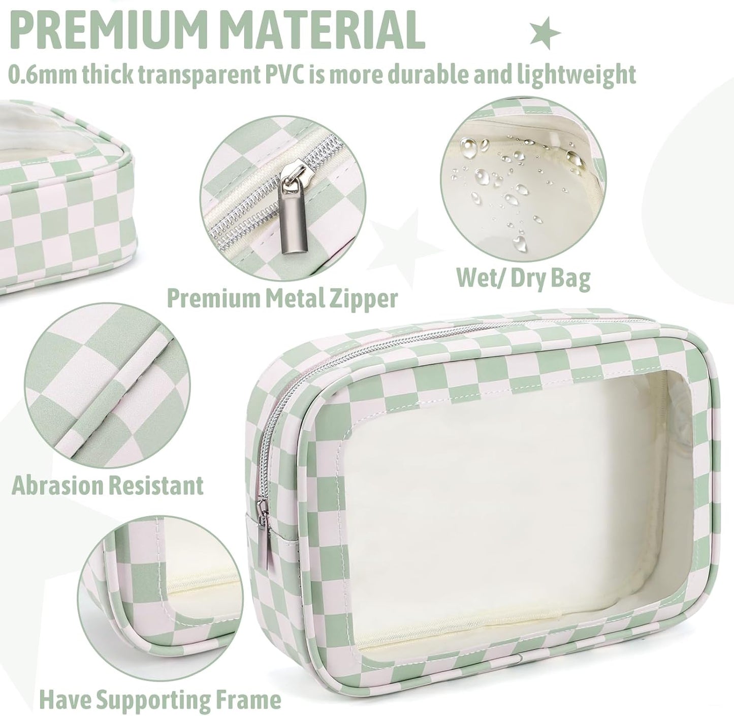 5PCS Diaper Bag Organizer Pouch Set,TSA Approved Toiletry Bag, Waterproof TPU Makeup Bag Set, Travel Organizer Bags for Women and Kids