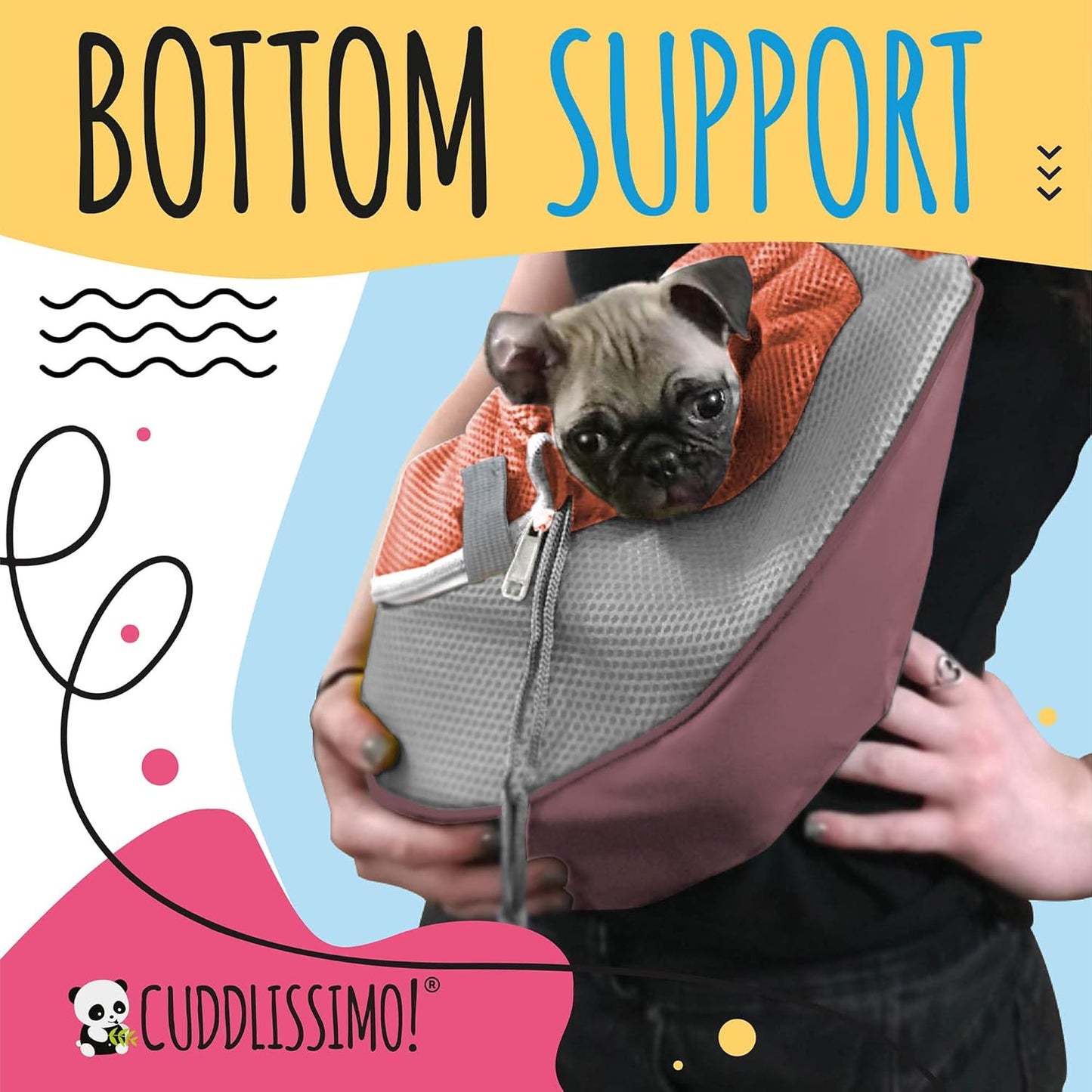 Pet Sling Carrier - Carefully Sized for Teacup & Toy Breed Puppies & Cats (Under 6lb) - Soft Pouch for Small Dogs, Yorkies, Chihuahuas - Ideal for Hands-Free Travel & Walks (Red)