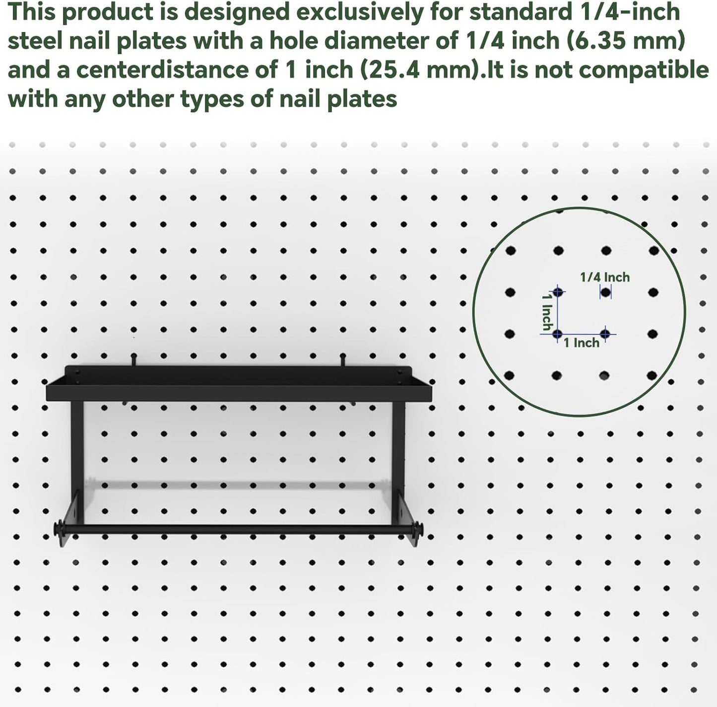 1 Pack Paper Towel Holder for Pegboard, Pegboard Paper Towel Holder with Shelf, Heavy Duty Peg Board Accessory, Pegboard Accessories for Garage, Workbench, Laundry or Craft Room Organization