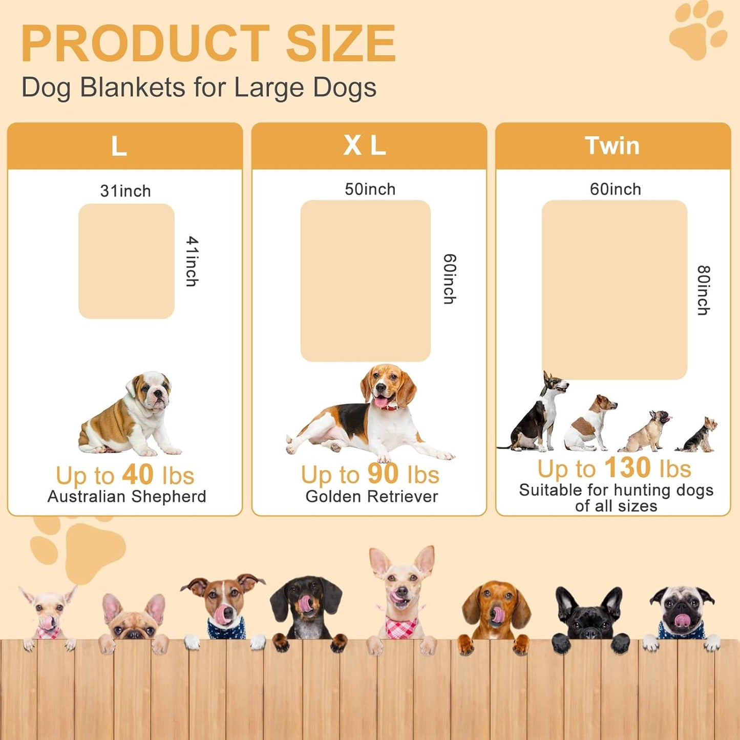Dog Blanket for Large Dogs 3 Pack Dog Cat Flannel Blankets Washable Soft Pet Throw Cover for Kennel Crate Bed Cute Paw Pattern Pet Blanket Grey/White/Brown 41" x 31"