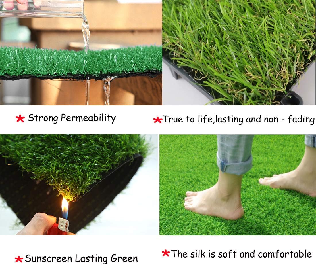 Hamiledyi 2 Pcs Artificial Rabbit Grass Mat 11.8" x 11.8" Reusable Guinea Pig Pee Pads Dog Grass Pee Pads for Puppy Bunny Chinchilla TrainerFloor Plastic Mats Feet Pads Indoor Outdoor