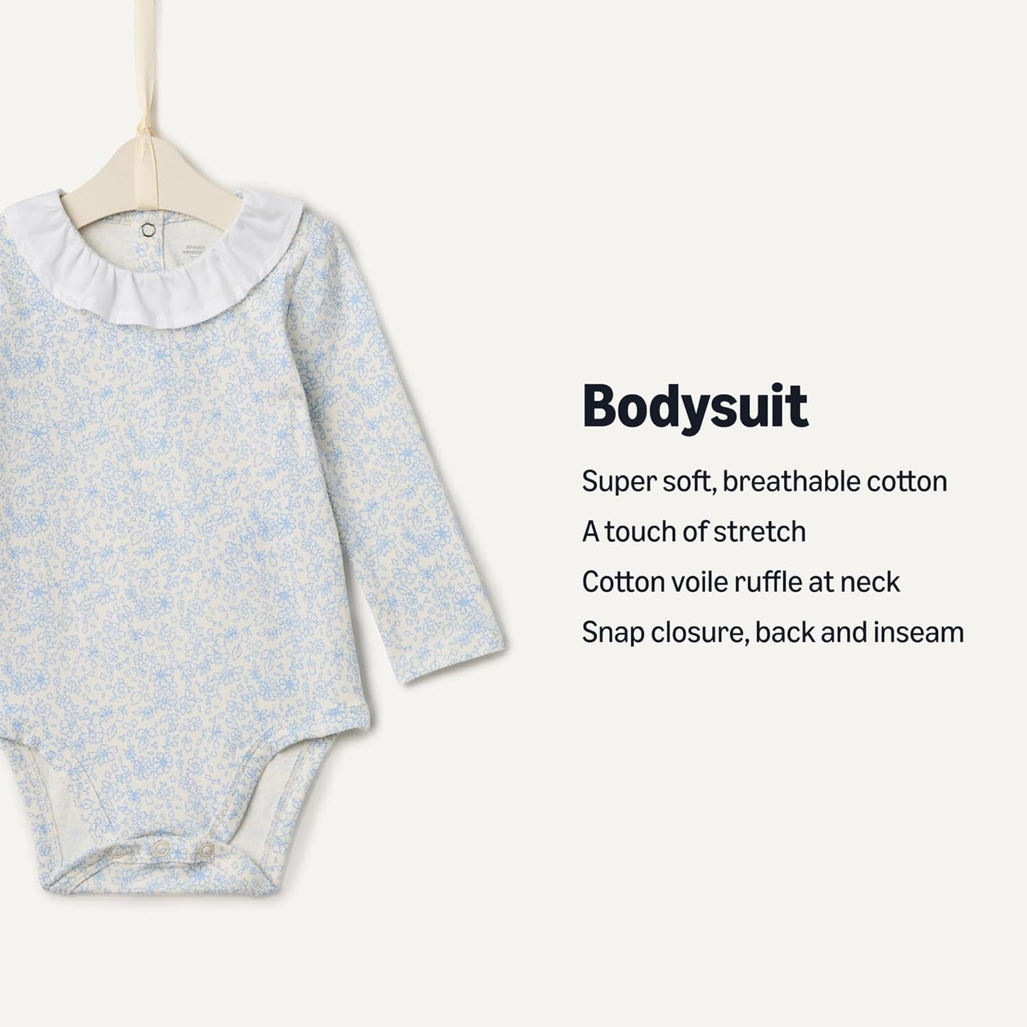 Amazon Essentials x Sofia Grainge Baby Girls' Long Sleeve Ruffle Collar Bodysuit