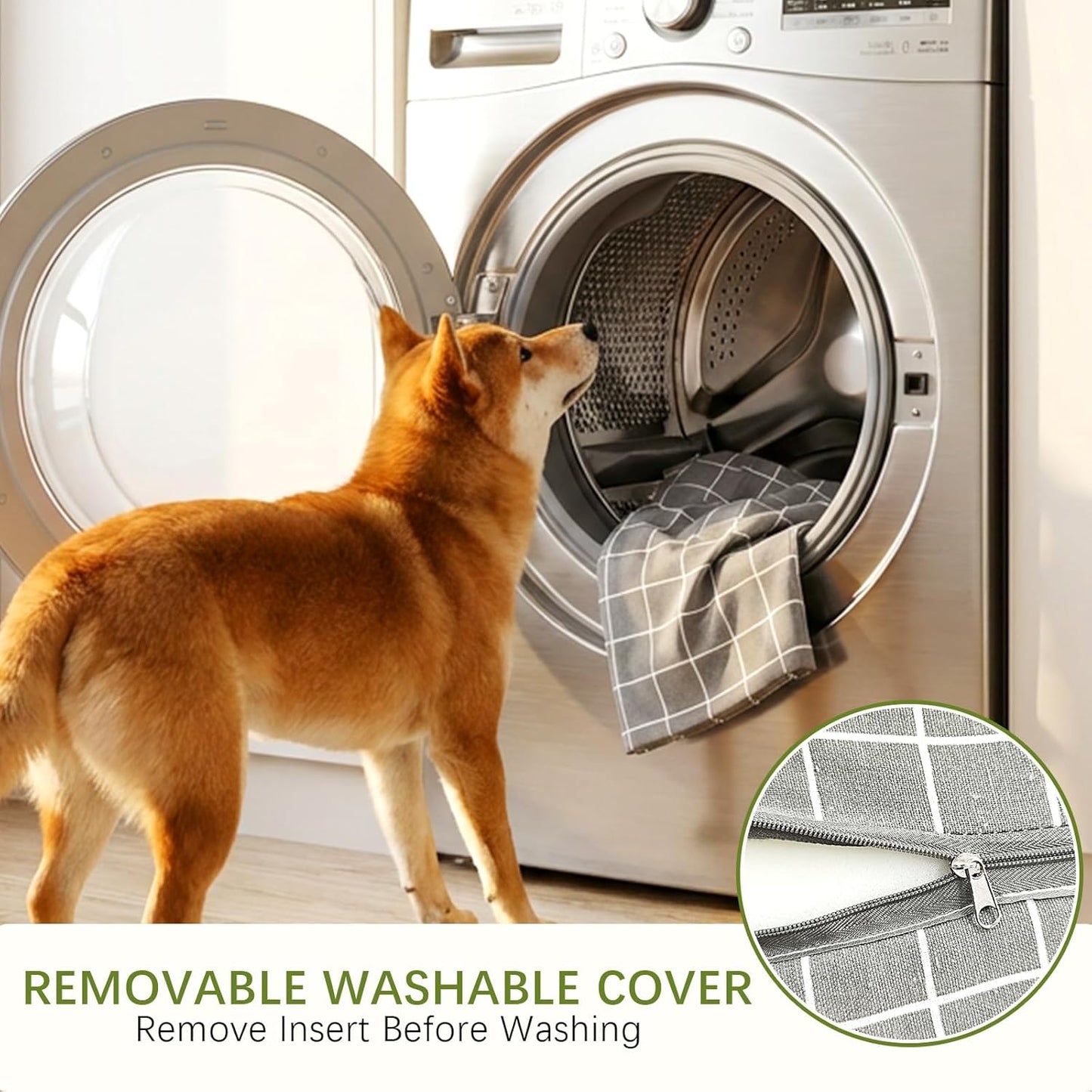 Orthopedic Dog Bed Mat Sponge-Filled with Pillow, Machine Washable with Removable Cover, Breathable Soft Fabric, Durable for Crate Training, Couch Lounging & Travel