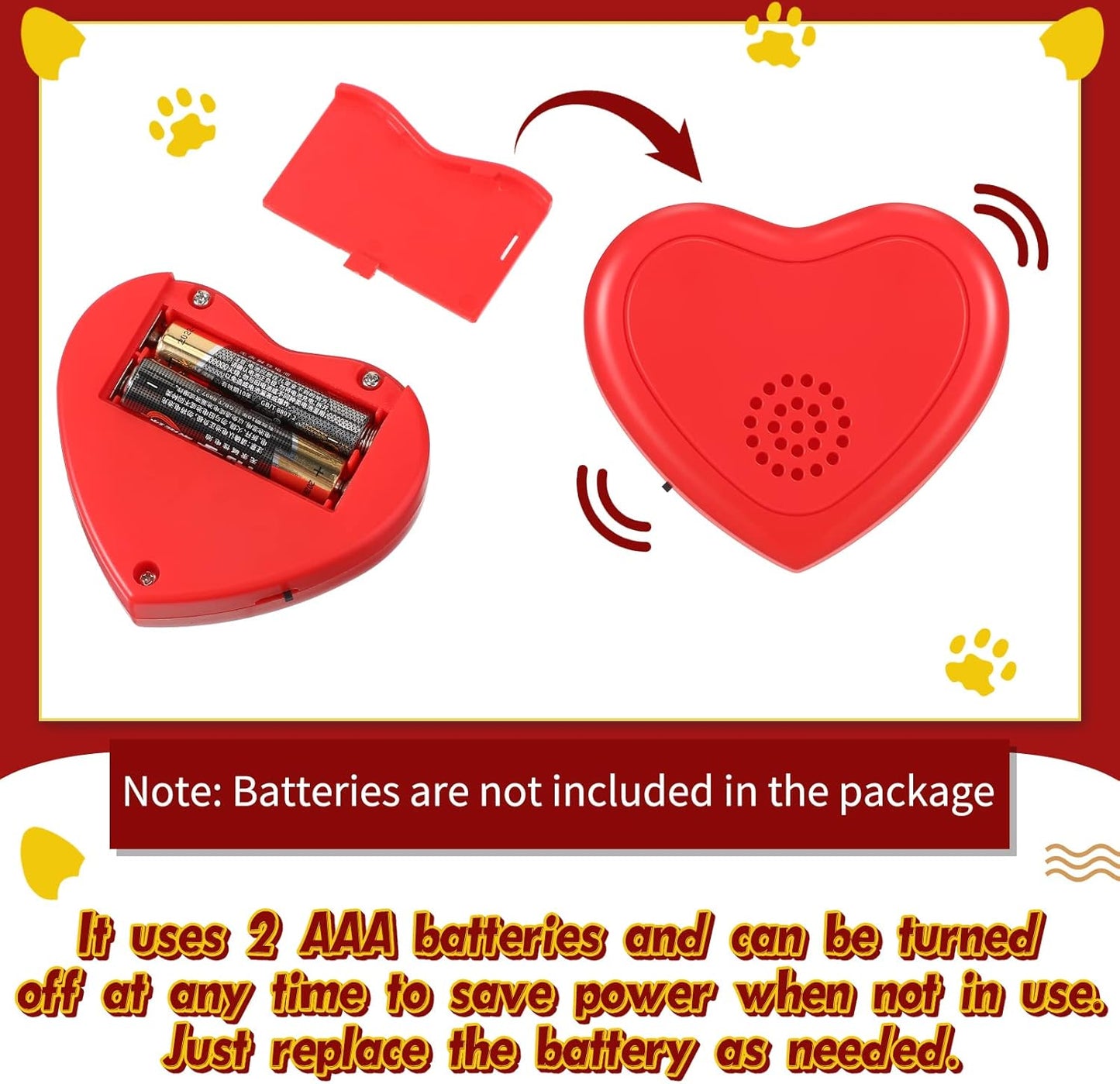 Wettarn 2 Pcs Heartbeat Replacement Puppy Soother Heartbeat Simulator for Dogs and Cats Sleep Aid Calming Toys Anxiety Relief Behavioral Training Rechargeable Add to Plush Blankets Pillows Beds