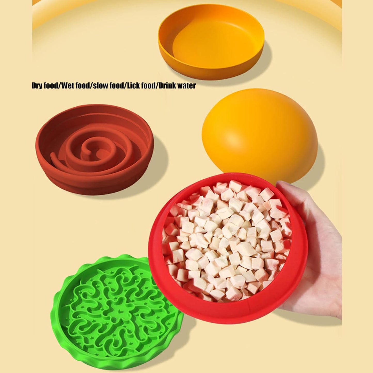 Interactively Slow Feed Pet Bowl Multifunctional Pet Food Dish 5 Layer Stackable for Home or Outdoor Use Space Saving Pet Feeders