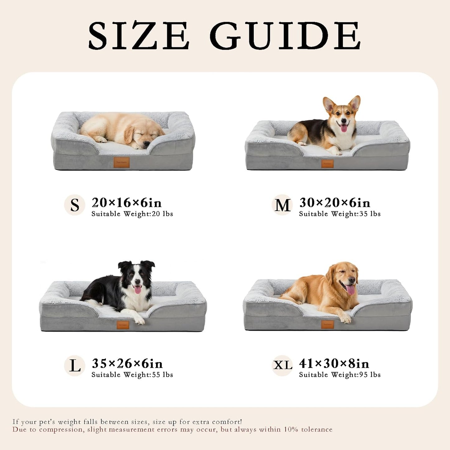 Orthopedic Memory Foam Small/Medium Dog Bed,Waterproof Small Pet Beds,Washable Removable Cover Dog Couch,Support for Joint Pain. (Grey, Small)