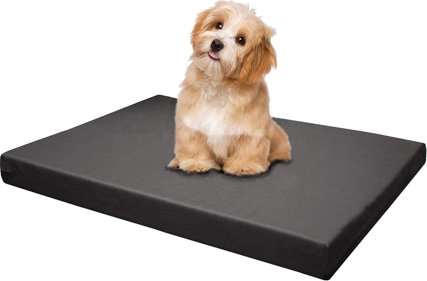 Dogbed4less Memory Foam Platform Dog Bed, Crate Mattress with Waterproof Removable Cover Large 42X28X3 Space Gray
