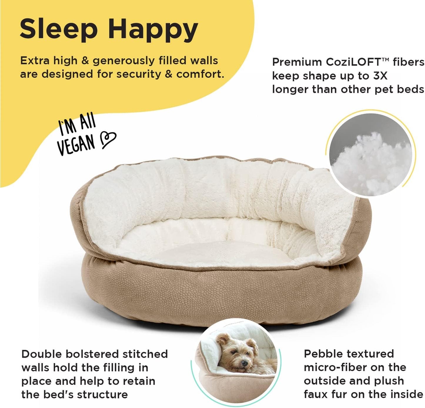 Best Friends by Sheri Pet Throne Wheat Jumbo Round Orthopedic Cat and Dog