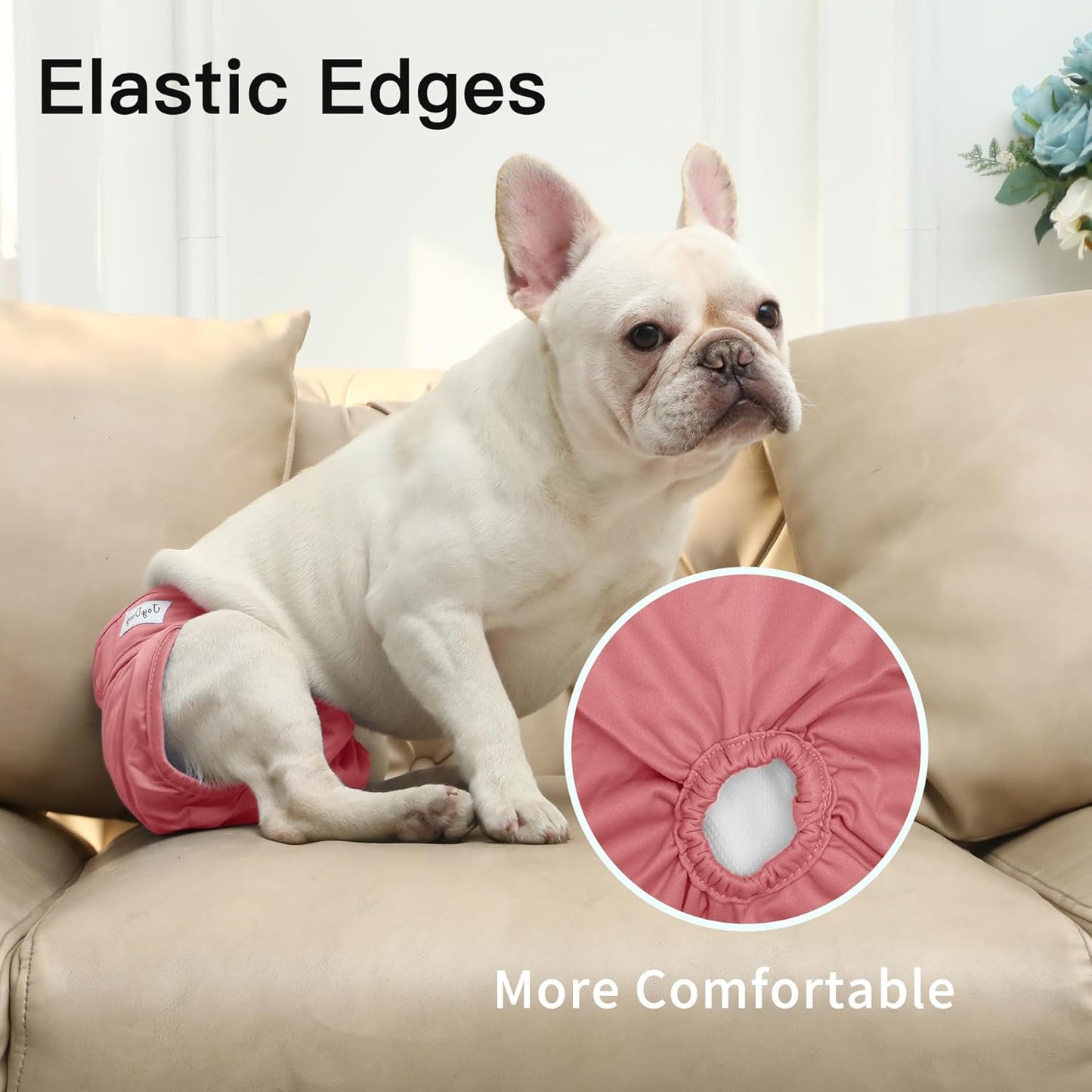 Female Dog Diapers for Medium Dogs,4 Pack Reusable Washable Premium Doggie Diapers for Heat,Incontinence,Period Doggy Nappies,L