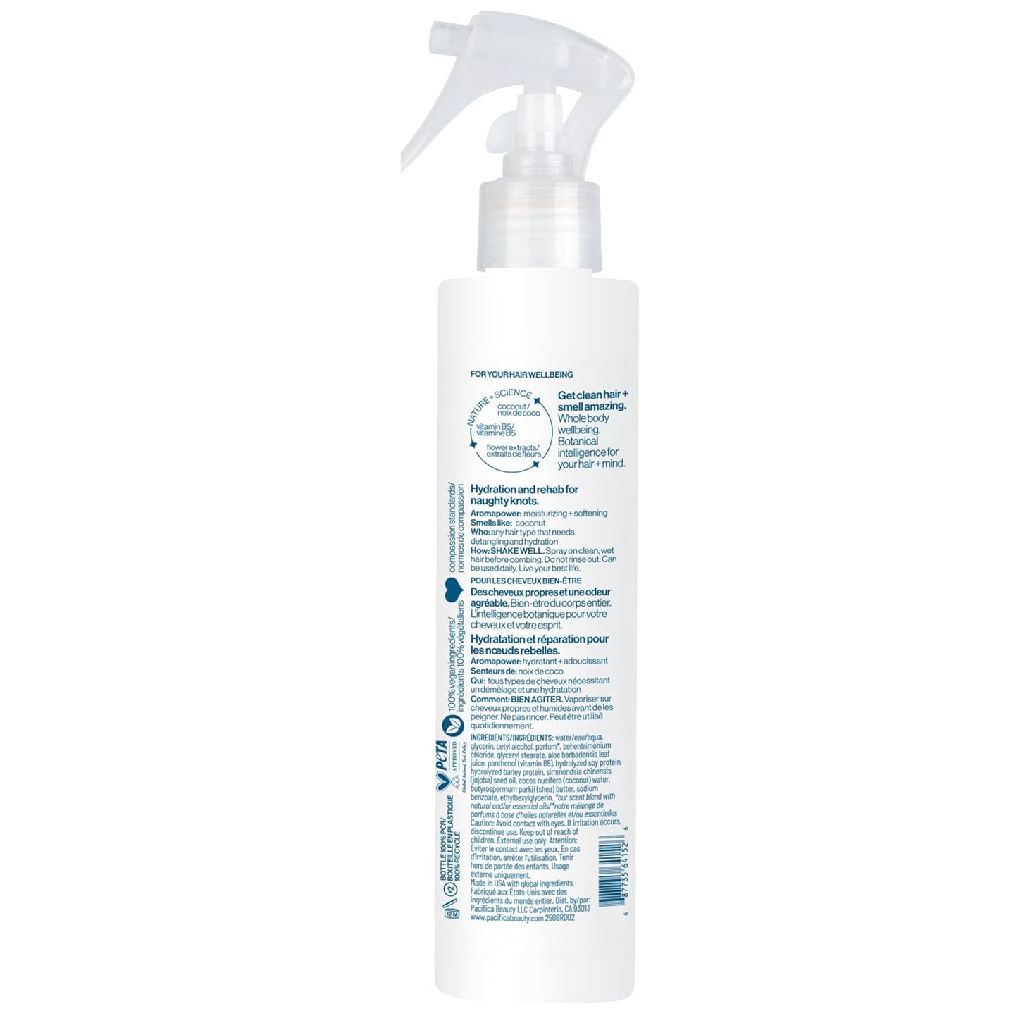 Pacifica Coconut Milk Hair Detangler Spray – Leave-In Conditioning Elixir for Tangle-Free Hair – Instantly Detangles Knots, Adds Shine & Moisture, Prevents Breakage & Frizz – Vegan & Cruelty-Free | Vegan, Cruelty-Free