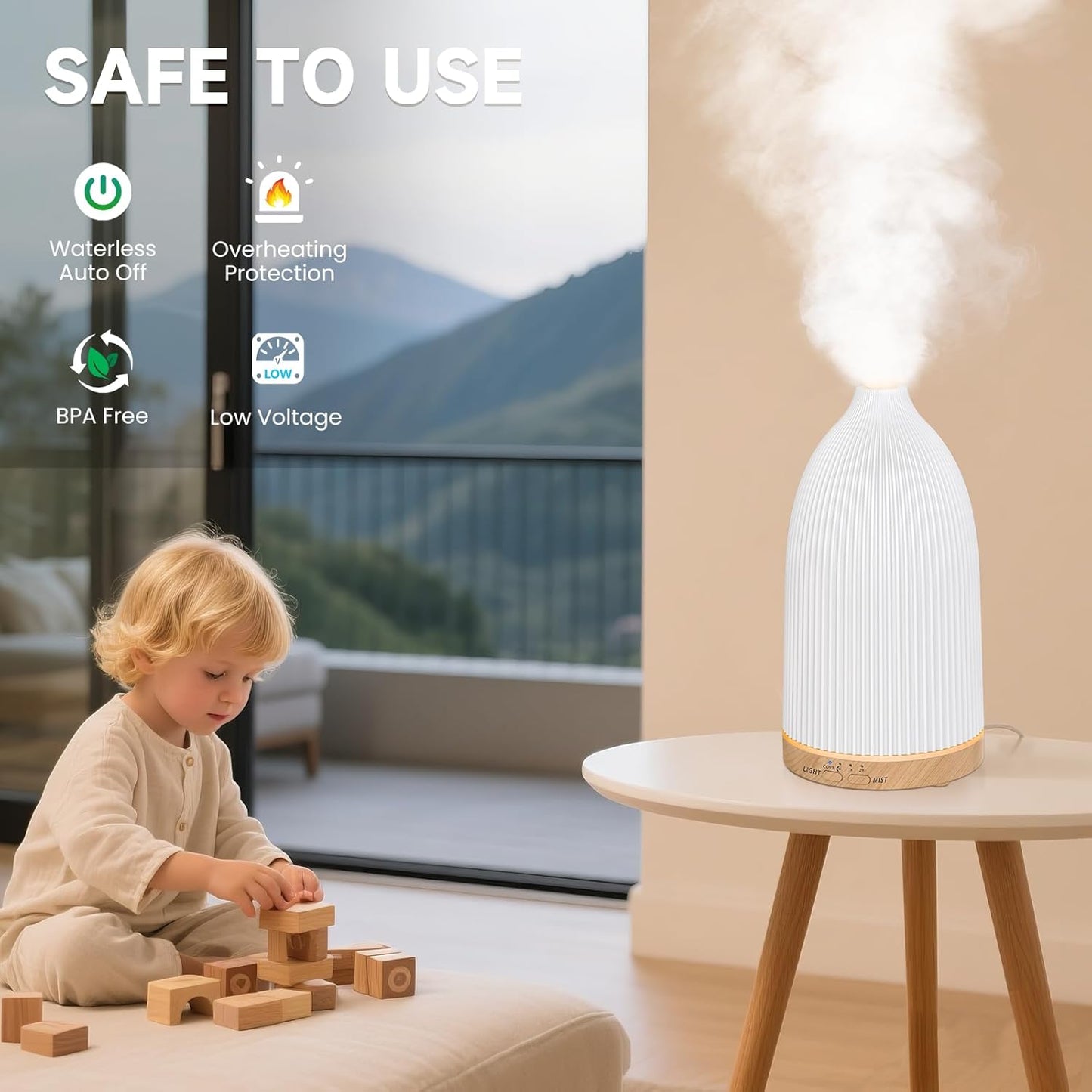 URPOWER 100ML Essential Oil Diffusers for Home with 7 LED Color Changing Lights, Timer & Auto-Off Ultrasonic Aromatherapy Diffuser Cool Mist Humidifer Scent Diffuser for Bedroom, Office, Yoga