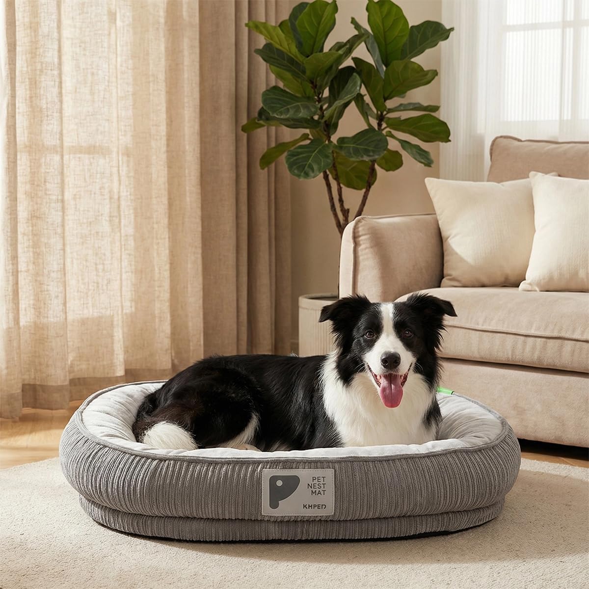Washable Pet Dog Bed Extra Large,Memory Foam Calming Extra Large Dog Crate Beds Cushion for Large Breed Dogs Crate,Large Sized Dog Bed Indoor Crate Mat with Detachable Bottom and Bolster Cushion