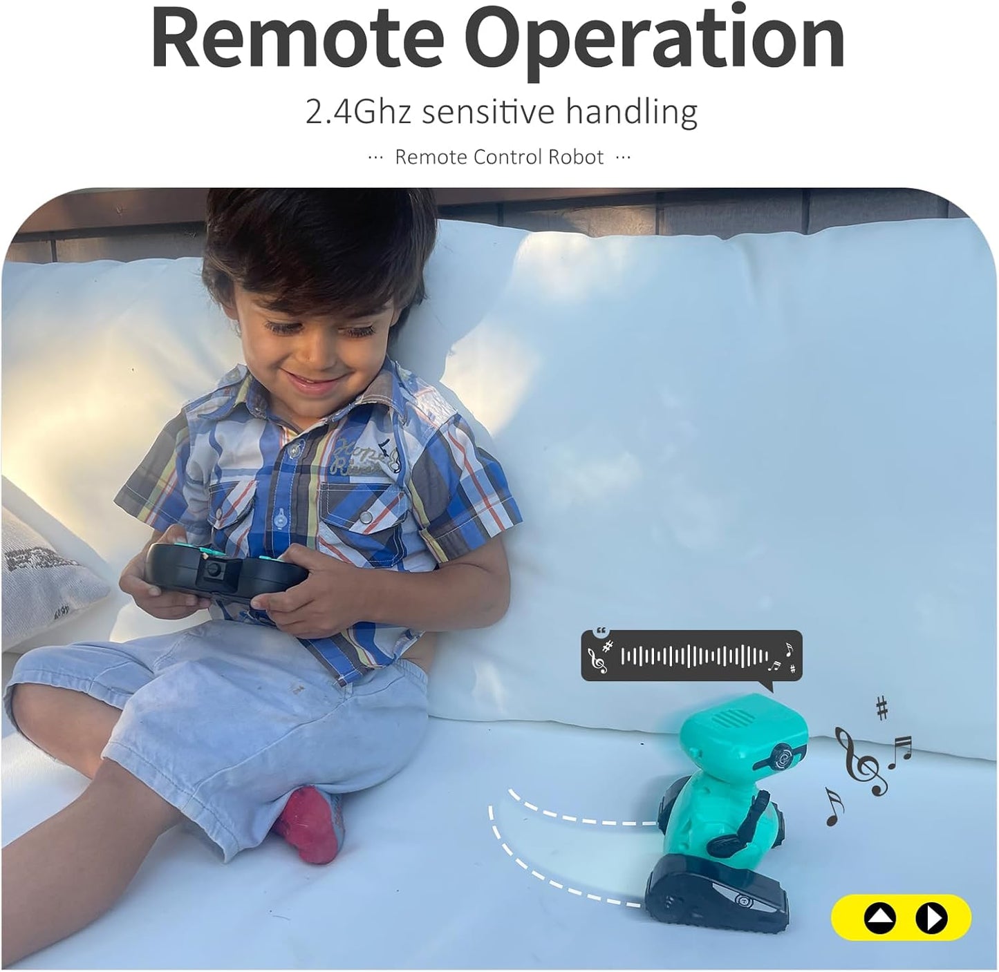 GILOBABY Remote Control Robot Toy for Kids 3-5 Years, Flashing LED Eyes, Dancing and Flexible Moves, Auto Demo Mode, Gift for Boys (Blue)
