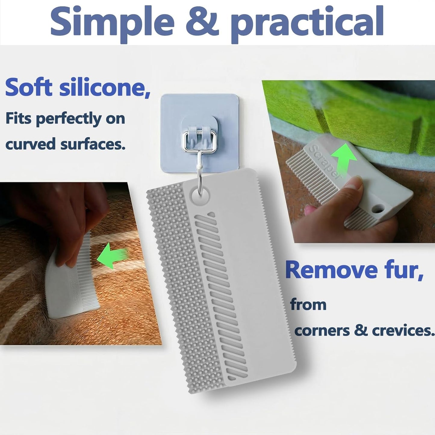 Cat Dog Self Cleaning Slicker Grooming Brush Pet Hair Removal Tool Reusable Lint Remover Carpet Scraper for Clothes Couch Pet Bed Furniture Bedding Sofa Car
