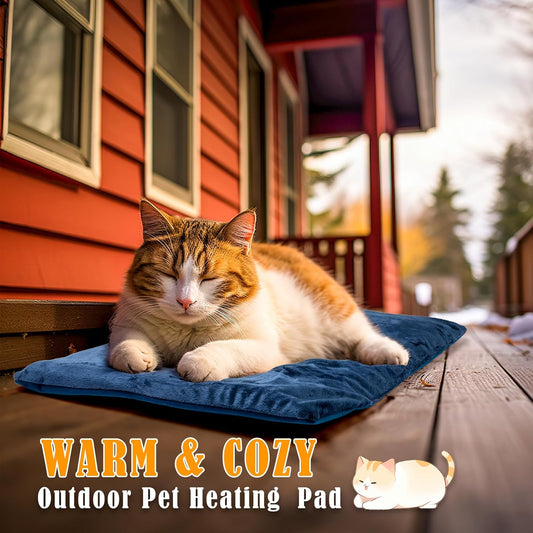 Kiroto Outdoor Pet Heating Pad for Cat Dog, Heated Mat with Waterproof Cover and Automatic Temperature Control, Suitable for Cat Houses, Dog Houses, Small Beds, Porches,20"x16",Blue