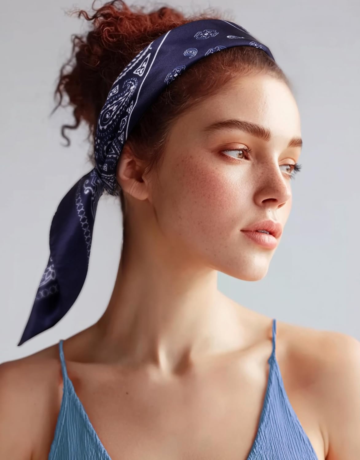 HBselect 4PCS Head Scarf for Women 35” Head Scarves Silk Like Satin Neck Scarfs Square Bandana Hair Wraps Scarf for Sleeping