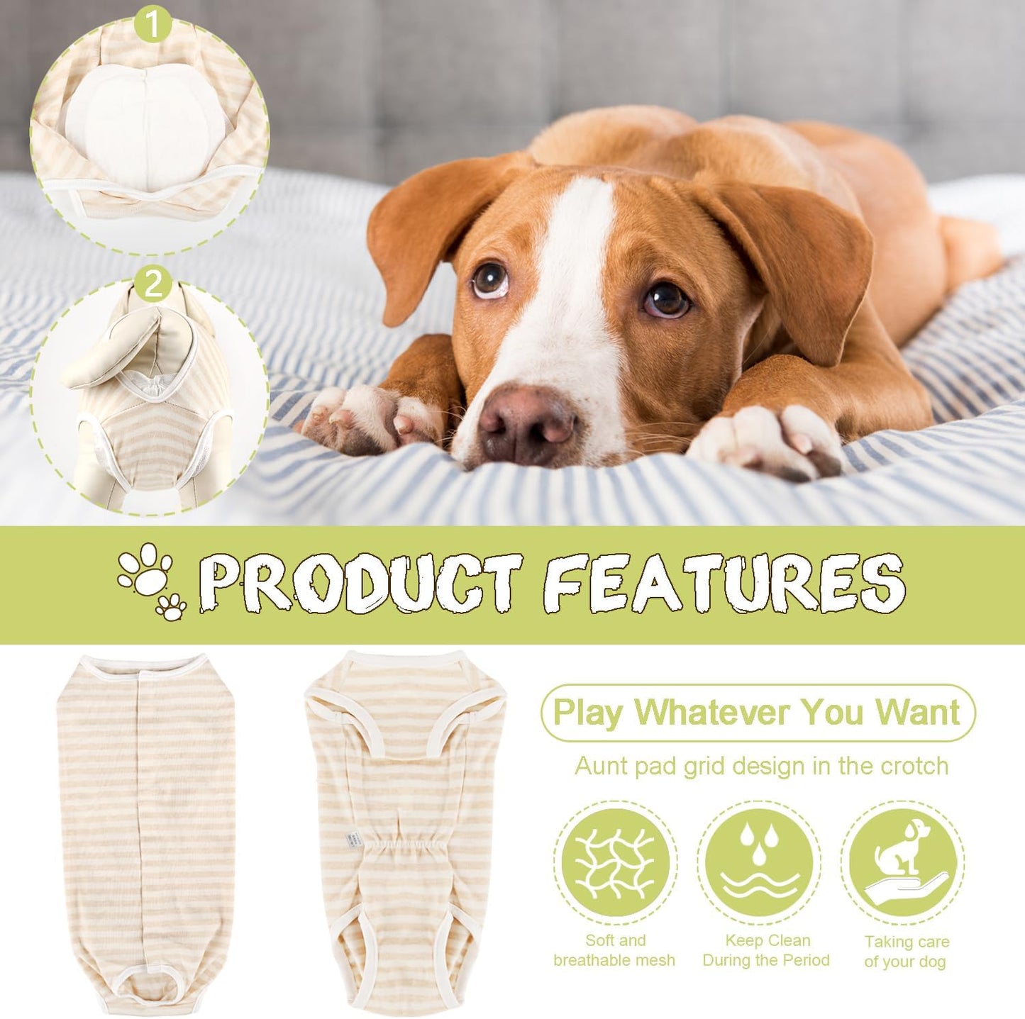 Etdane Dog Period Diapers Small Dog Sanitary Panties Period Suit for Male Female Dogs Diaper Cover for Heat Yellow/X-Large