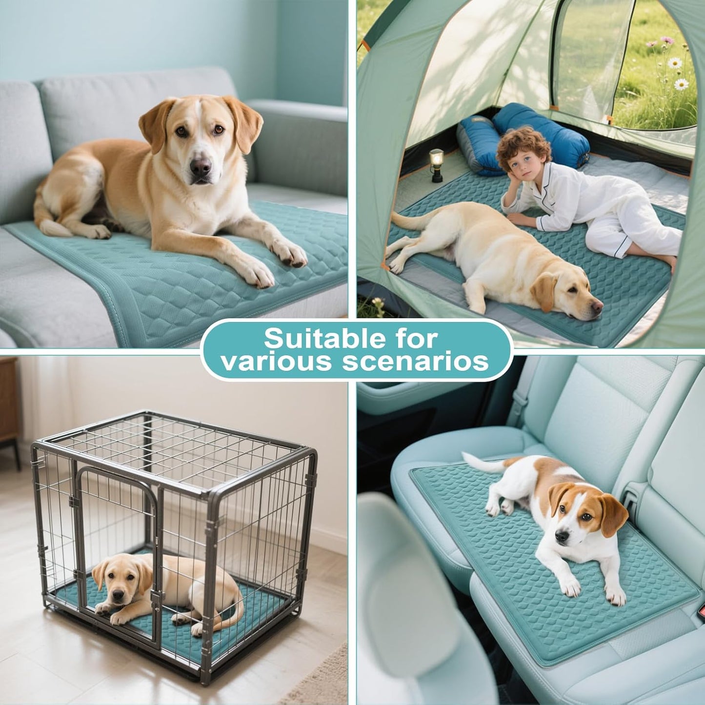 Newly Upgraded Dog Cooling Mat 34x23 in,Ice Breathable Fabric, Solid Silicone Honeycomb Heat Dissipation Structure, Long-Lasting Coolness Cooling Mat for Dogs(Q-Max>0.5) Washable& Non-Toxic