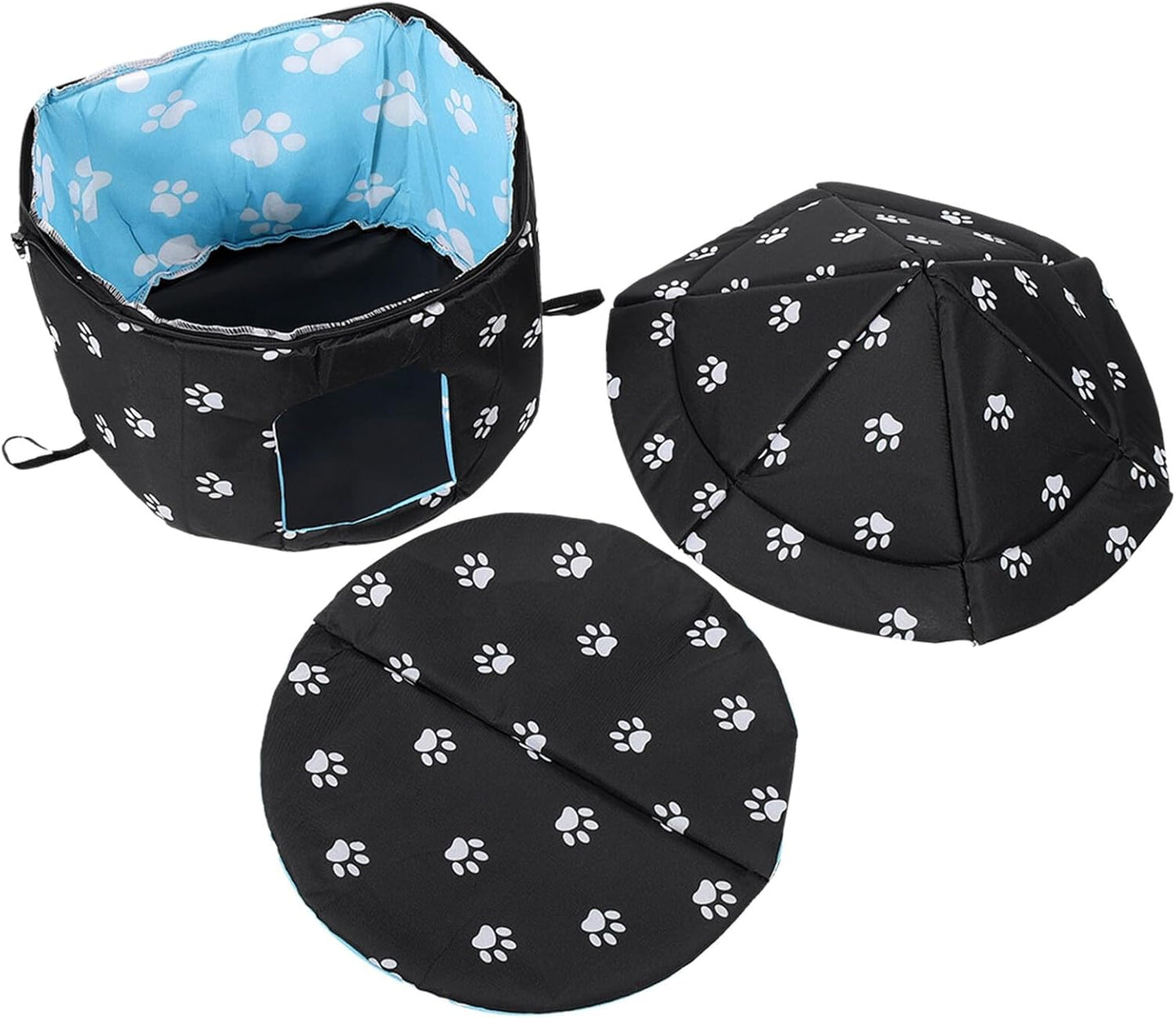 PRETYZOOM Weatherproof Oxford Fabric Cat House M Size with Removable Cushion and Detachable Cover, Outdoor Cold Days Pet Nest for Cats and Small Dogs
