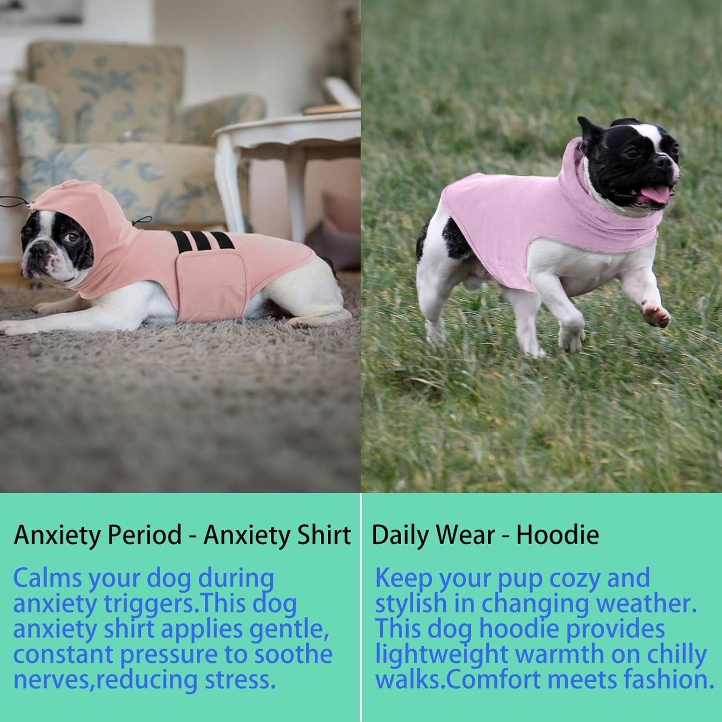 MIGOHI Adjustable Dog Anxiety Vests for Small Dogs, Dog Calming Shirt with Gentle,Constant Pressure for Fireworks,Noise,Comfort Vests for Anxiety, Ear Wrap,New Places,Social Stress, XS,Pink