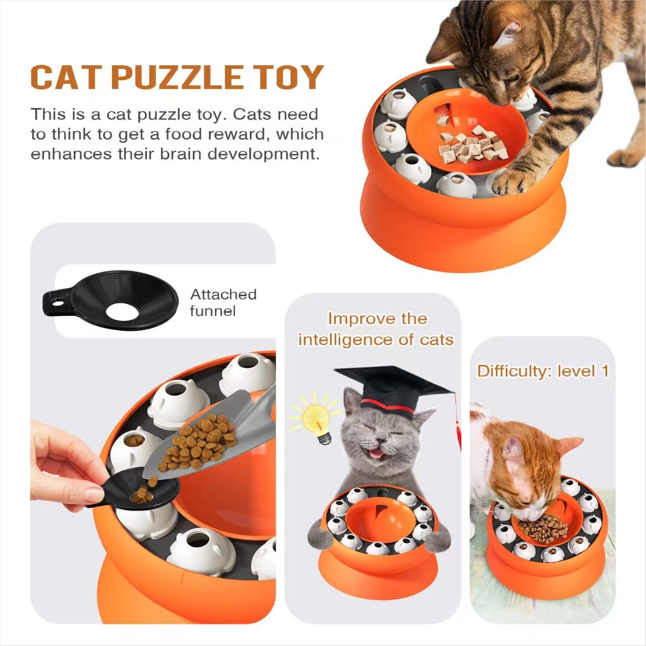 Puzzles for Cats, Cat Puzzle Feeder, Interactive Food Puzzle Toys for Indoor Cats, Mental Stimulation Puzzles for Cats