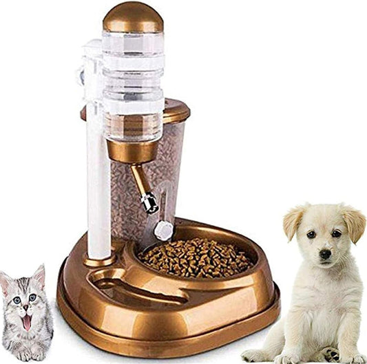 Massage cushion DualUse Pet Cat Dog Automatic Feeder with Water Fountain Large Capacity Food Bucket and Water Bottle Dispenser for Dog Cat (Color : Gold)