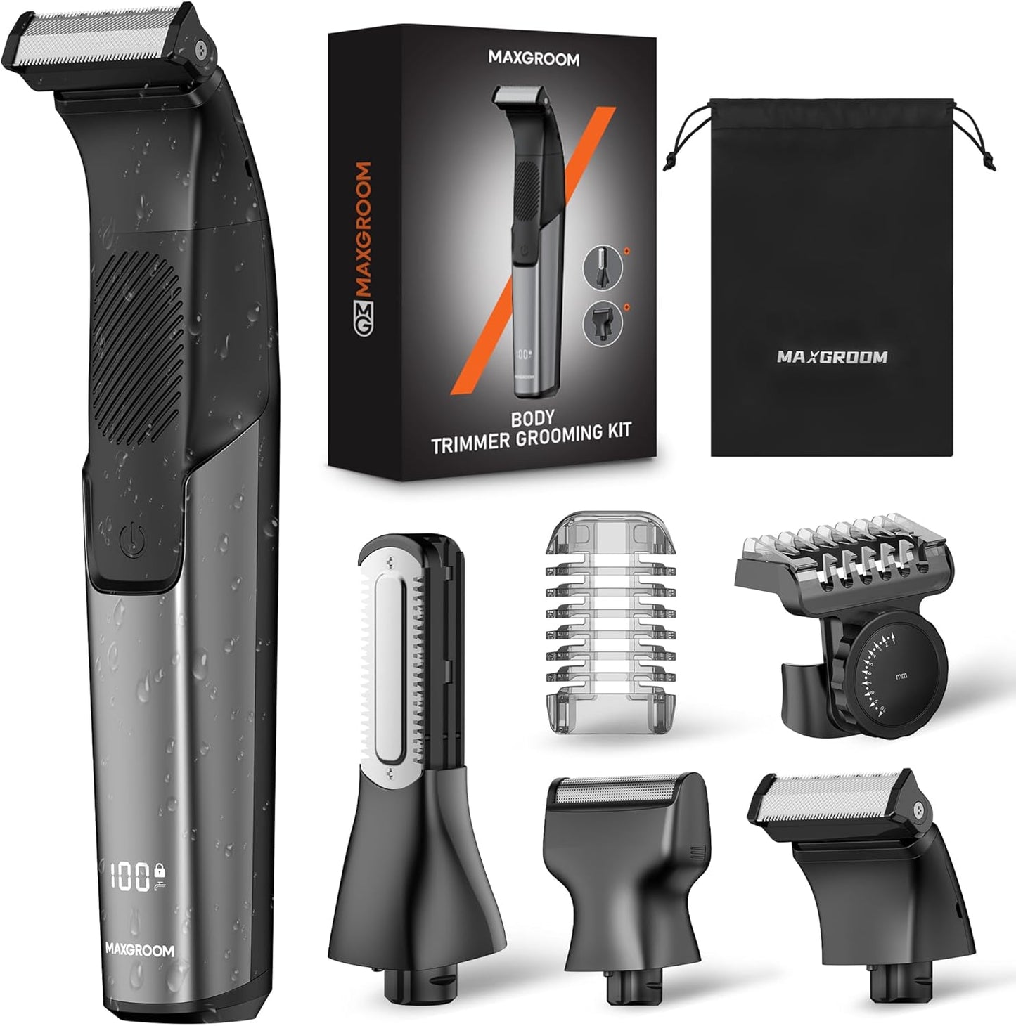 Beard & Body Hair Trimmer for Men, 3-in-1 Electric Shavers for Face Chest Arms, Legs, Travel Razors, Waterproof Wet/Dry Groomer
