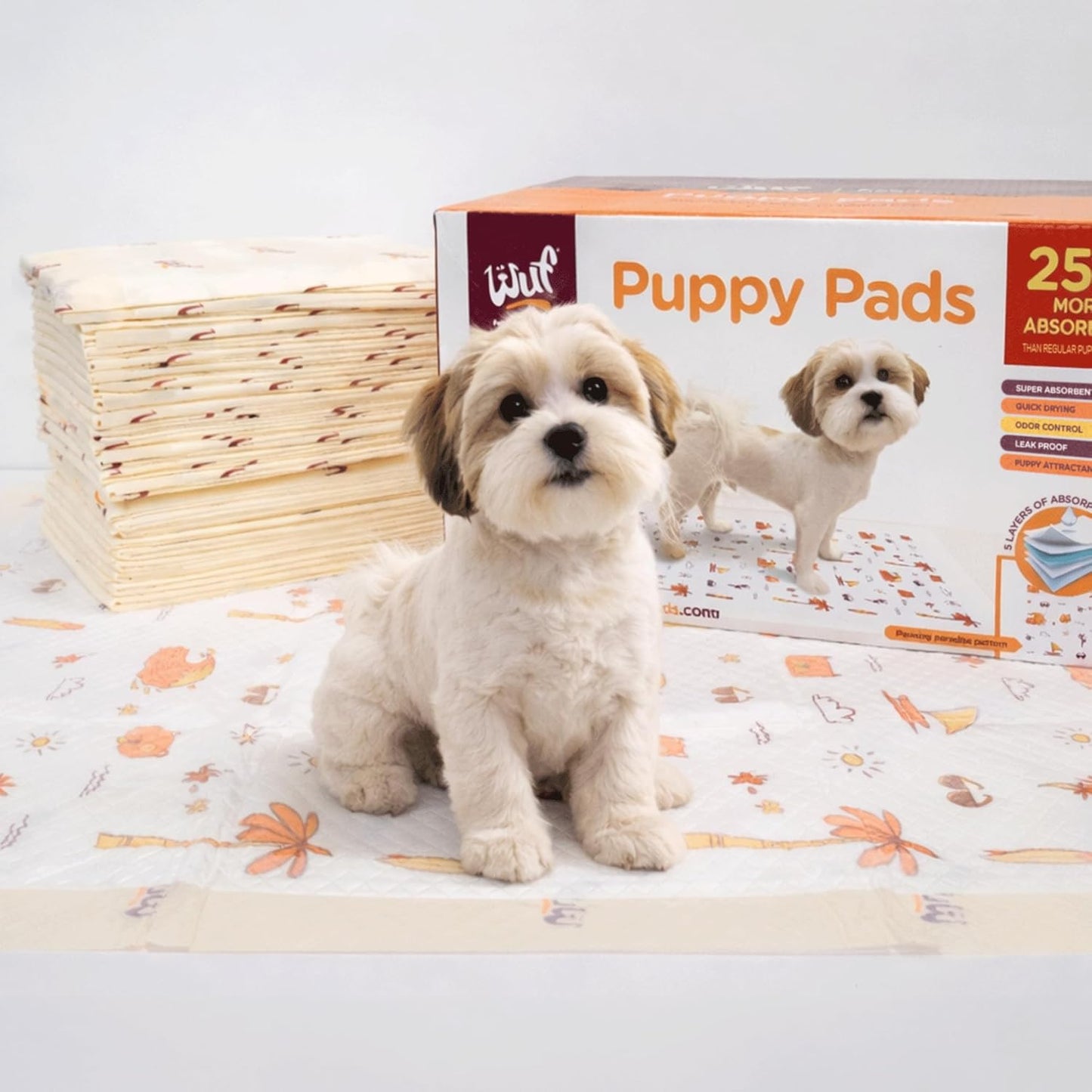 WUFHOUSE Potty Pads for Dogs - Extra Large with 5-Layer Absorbency, Leak Proof Odor Control Disposable Pads for Dogs & Multi-Pet Households - 35” x 24”, Pack of 40