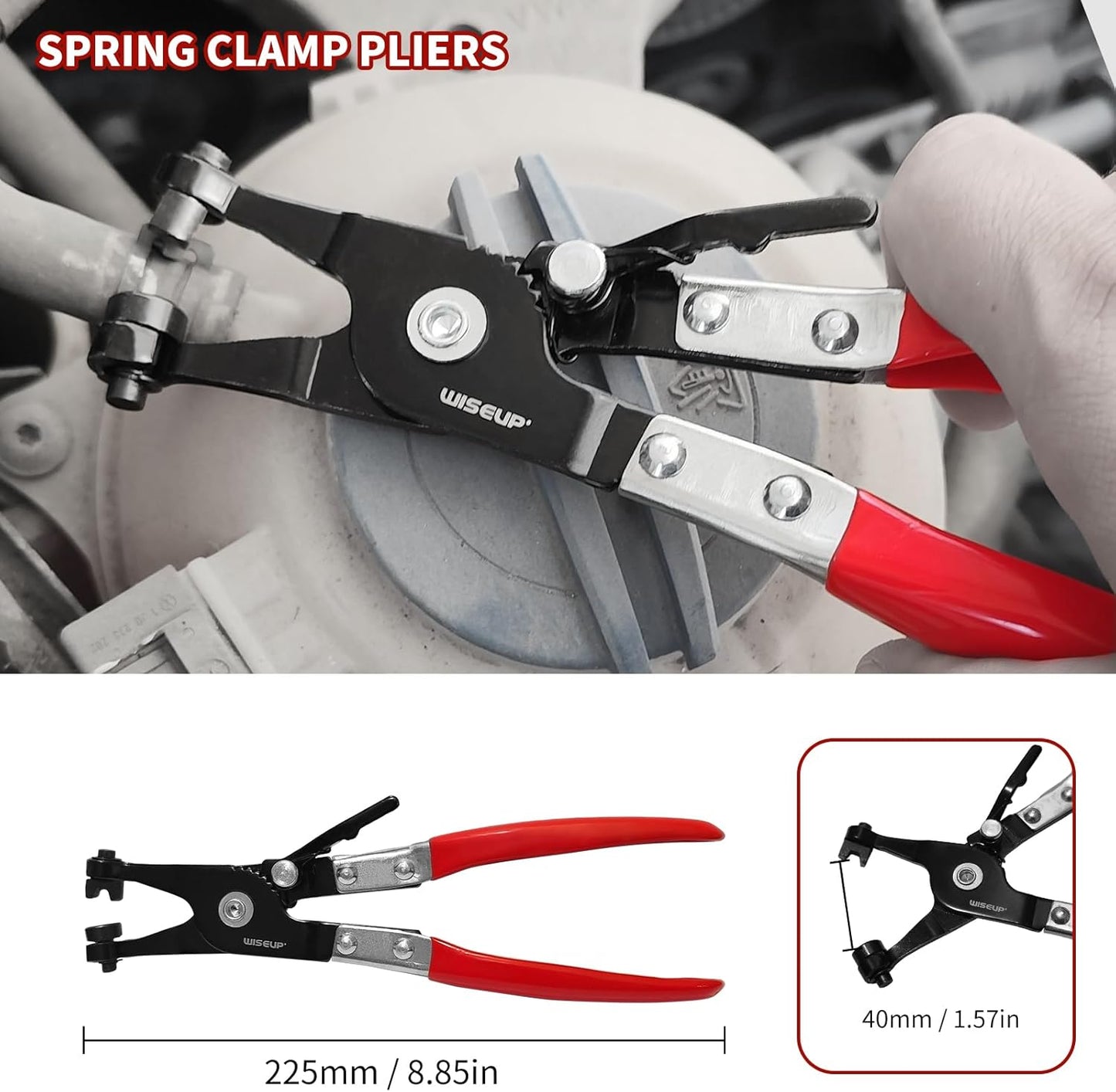 WISEUP 8-Piece Fuel Line Disconnect Tool Set – Fuel Line/Hose Clamp/Removal Pliers, Electrical Disconnect/Push Pin Tools, Relay Puller, Panel Clip Remover & Filter Caliper