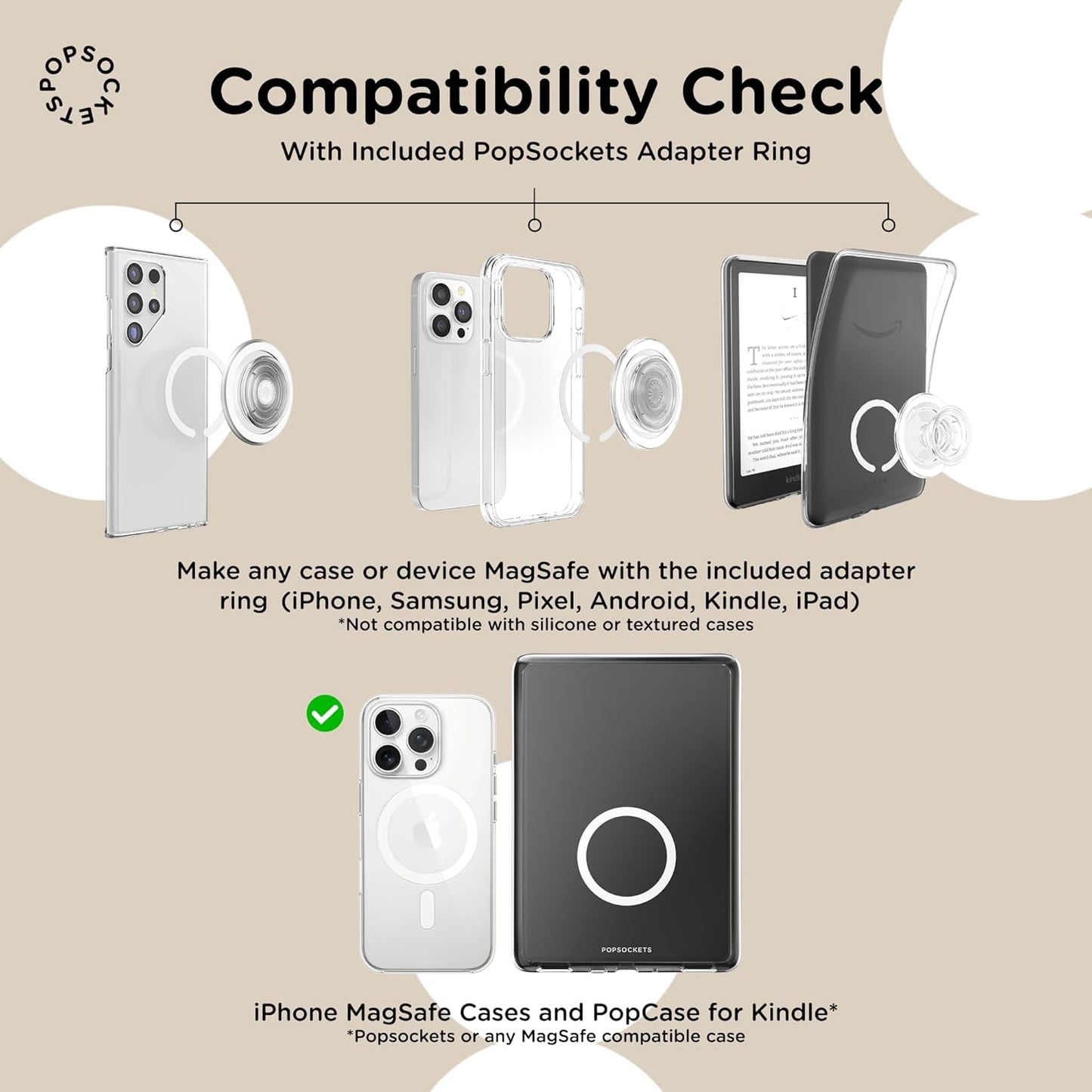 PopSockets Phone Grip for MagSafe, Magnetic Holder, Phone Stand, Black - Black