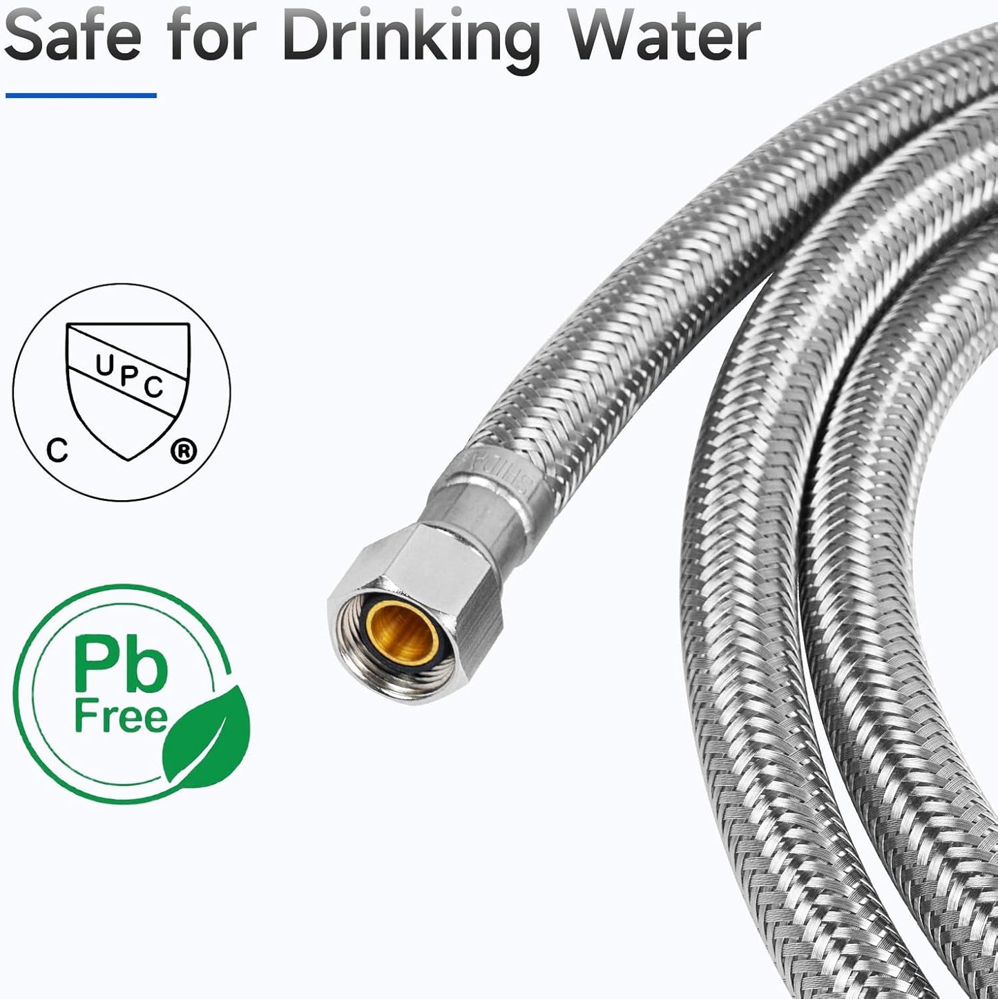 6 FT Dishwasher Installation Kit, Braided Stainless Steel Dishwasher Water Supply Line with 3/8" Compression Dishwasher Connectors, Burst-Resistant Inner Tube, Certified Safe