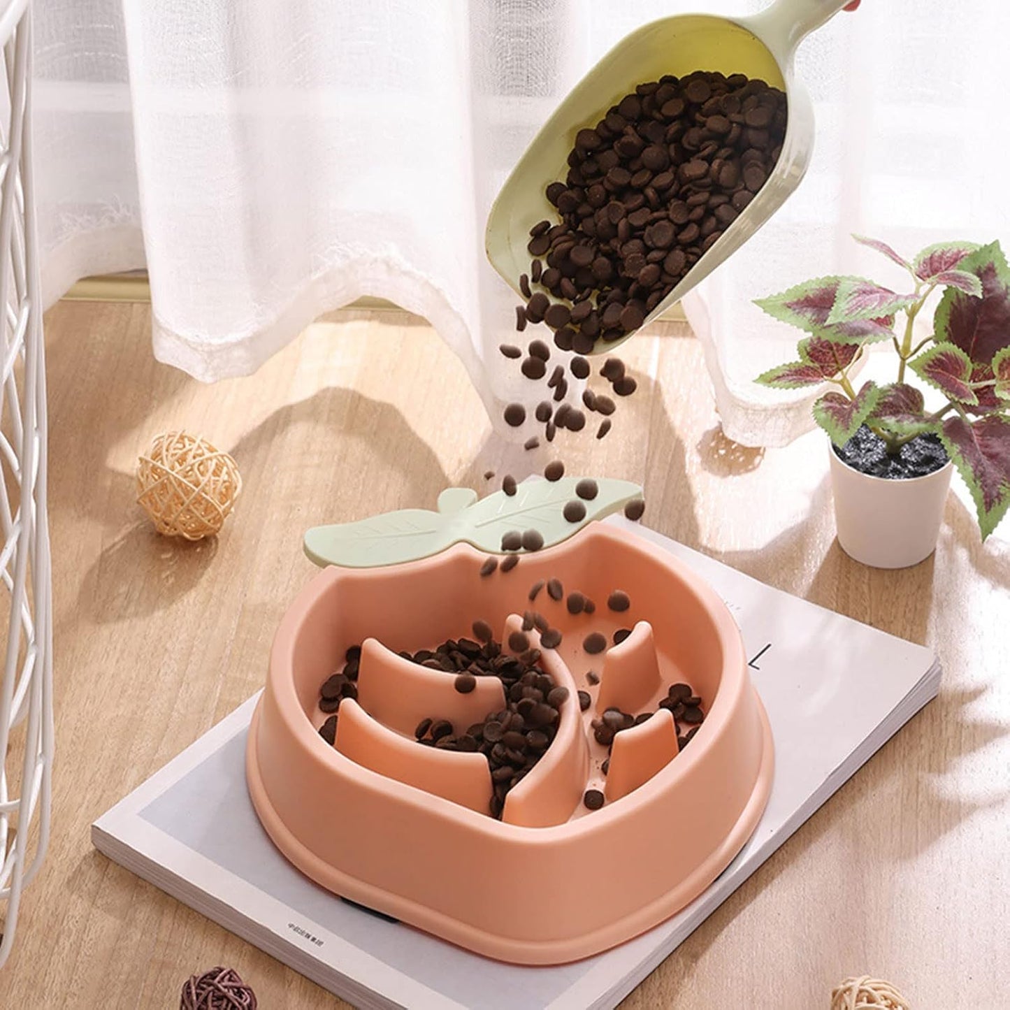 Slow Feeder Dog Bowls Fun Shape Puzzle Feeding Bowl Interactive Puppy Food Bowls Eco-Friendly Healthy Non Skid Design Dog Slow Feeder Bowl Small Puppy Slow Feeder Dog Bowls Small Breed Wet Food, Pink