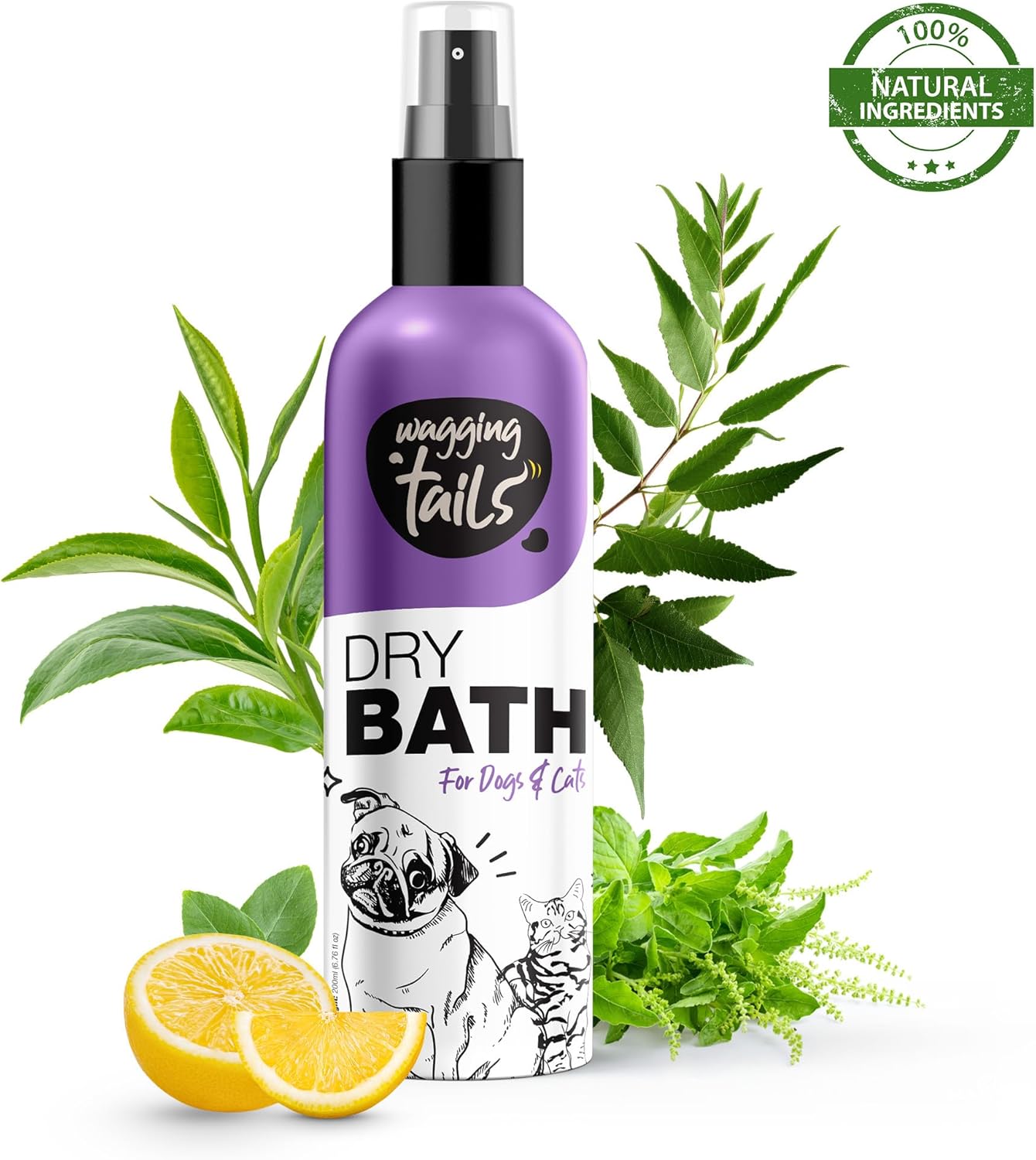 Wagging Tails 5 in 1 Grooming Kit for Pets | Shampoo 6.76 fl oz + Dry Bath 6.76 fl oz + Massage Oil 6.76 fl oz + Paw Butter 1.76 fl oz + Paw Spray 3.38 fl oz | Natural Ingredients| Ideal Gift for Pets